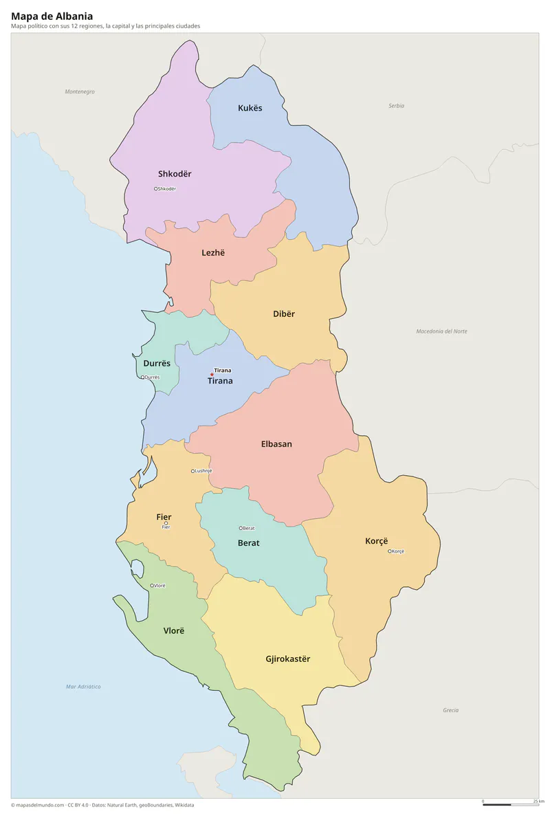 Mapa de Albania