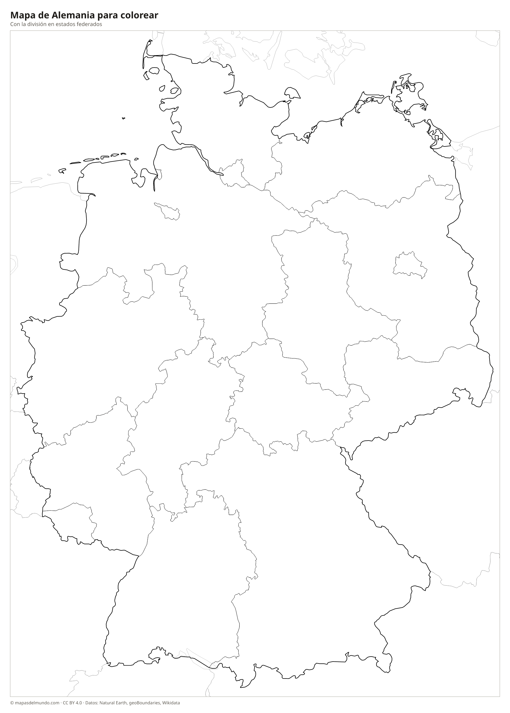 Mapa de Alemania para colorear