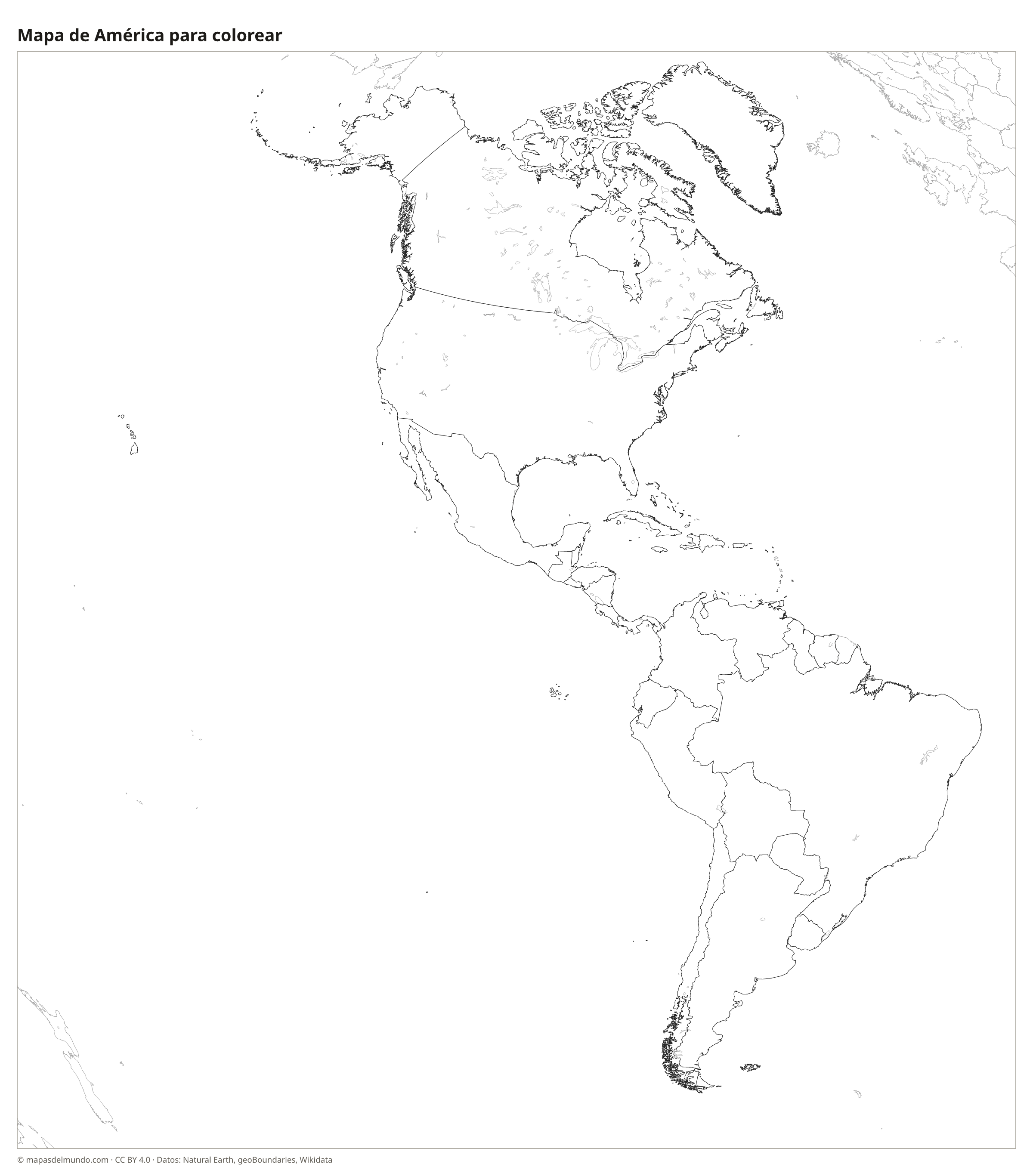 Mapa de América para colorear