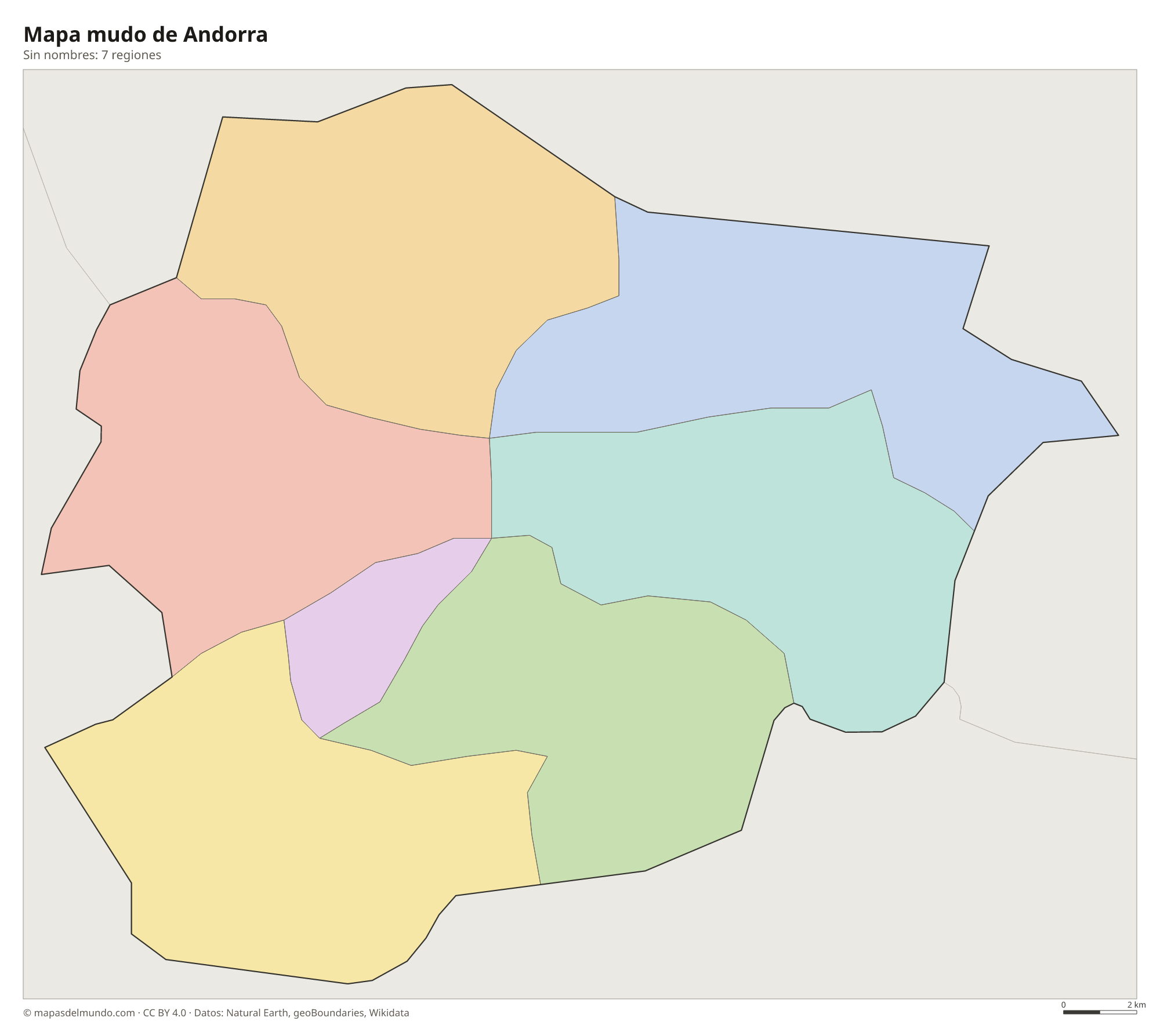 Mapa mudo de Andorra sin nombres
