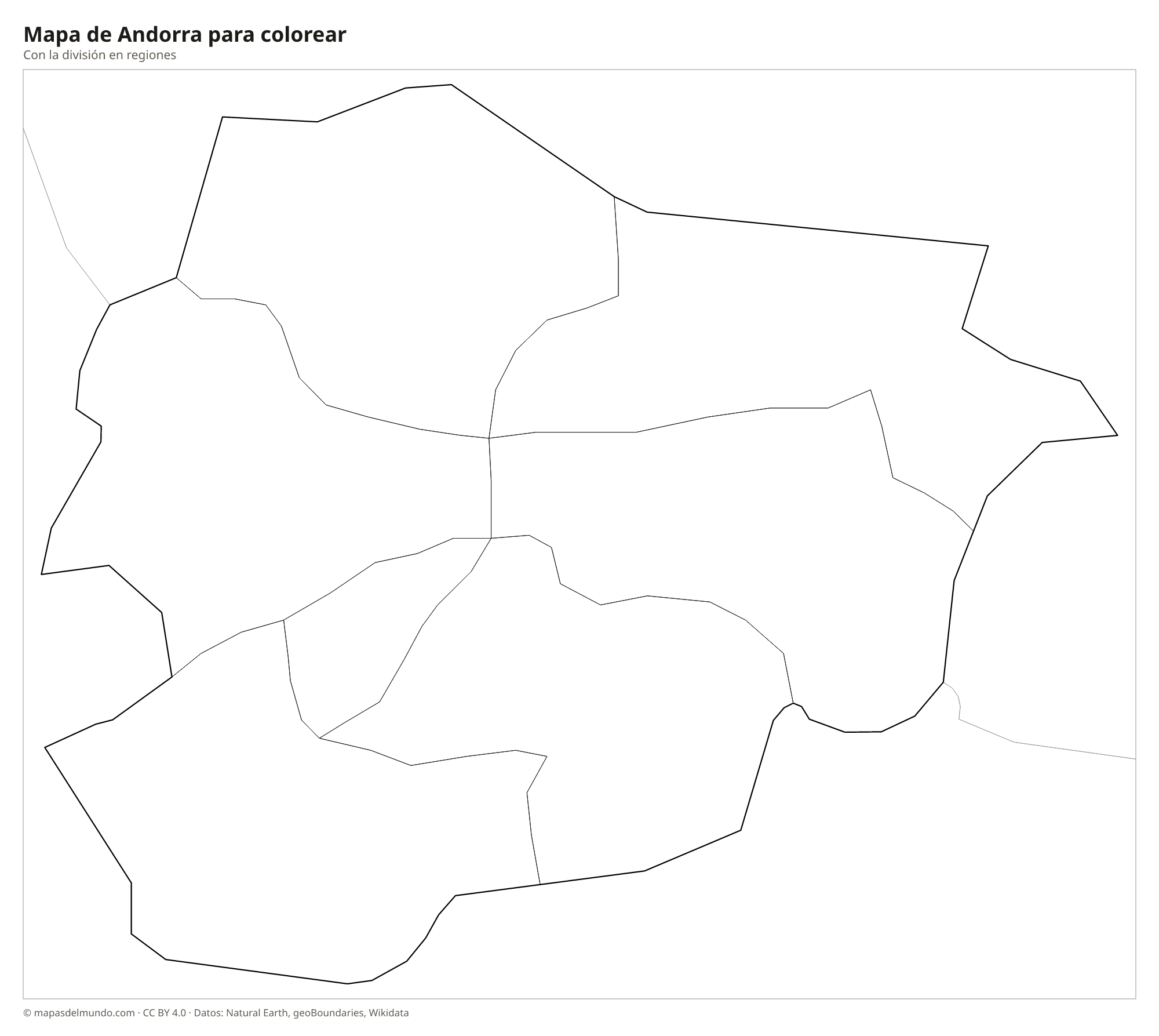 Mapa de Andorra para colorear