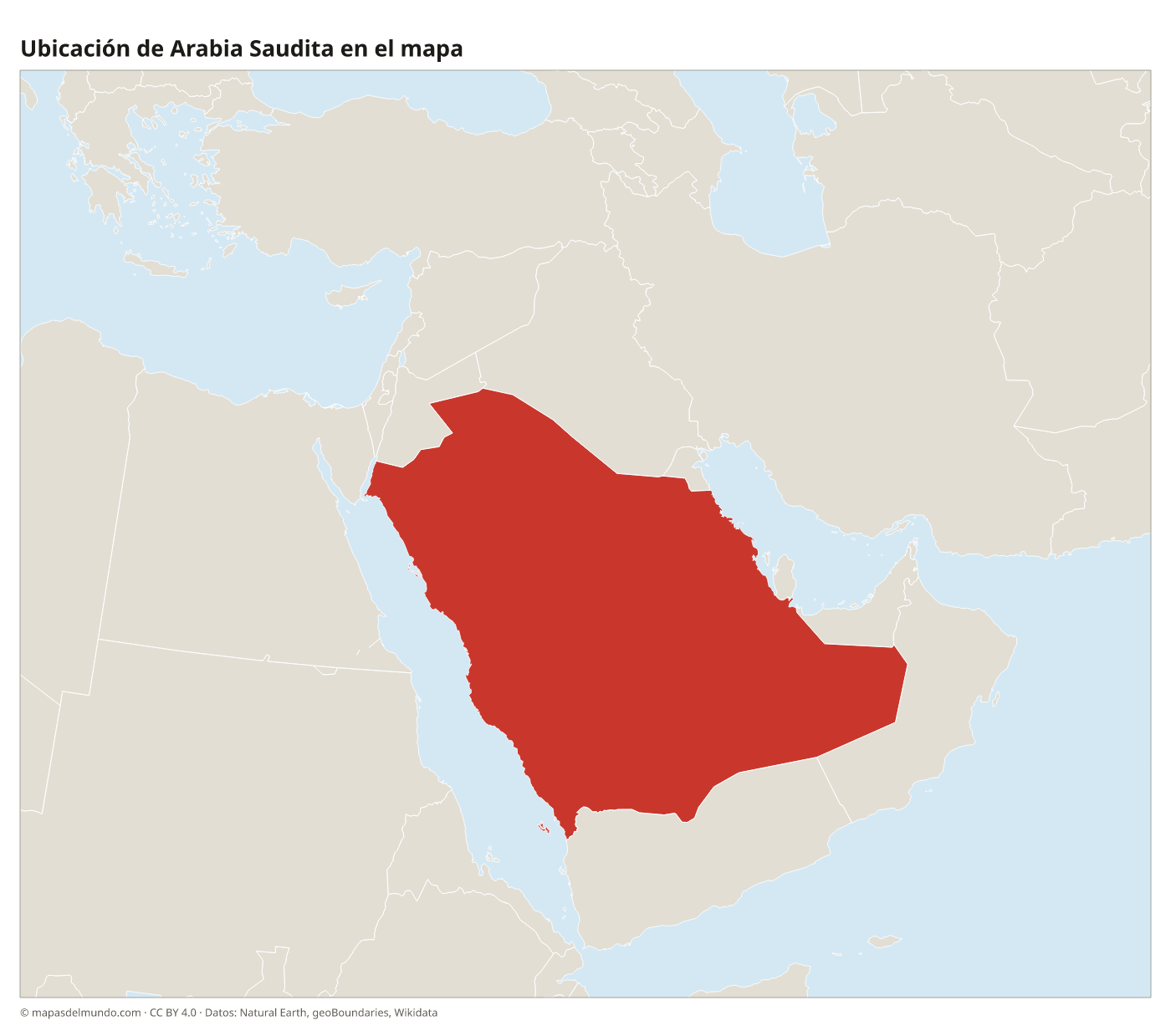 Ubicación de Arabia Saudita en el mapa