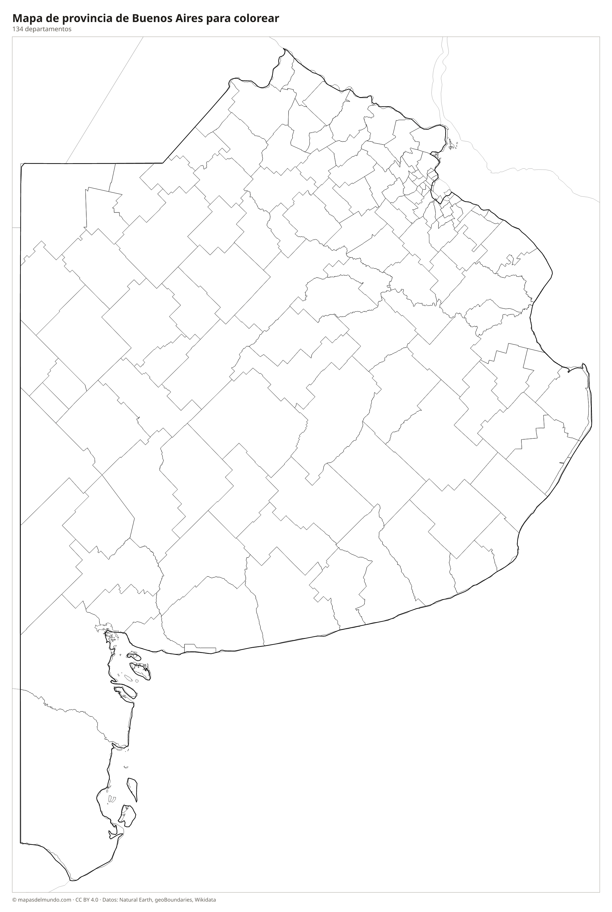 Mapa de la provincia de Buenos Aires para colorear