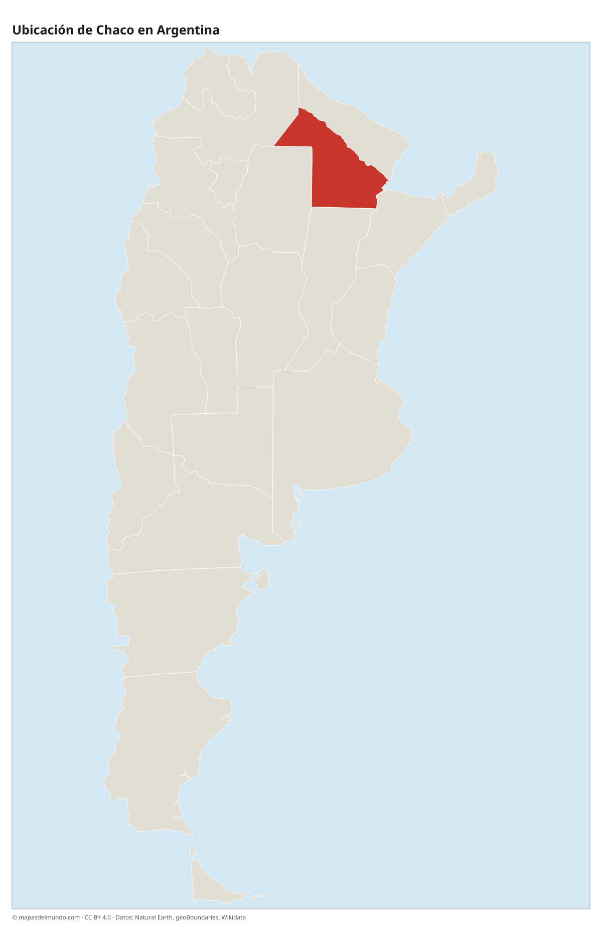 Ubicación de Chaco en el mapa de Argentina