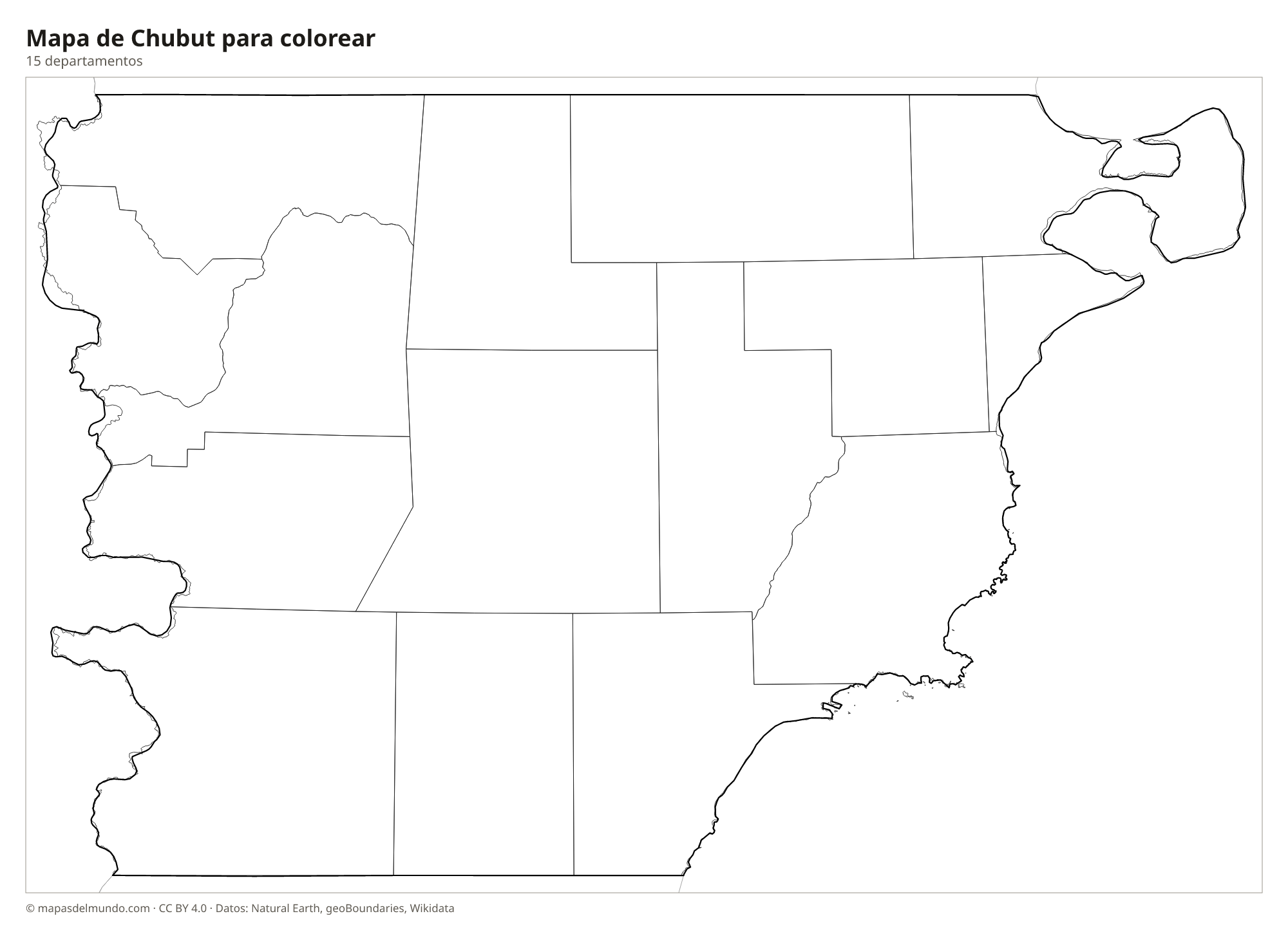 Mapa de Chubut para colorear