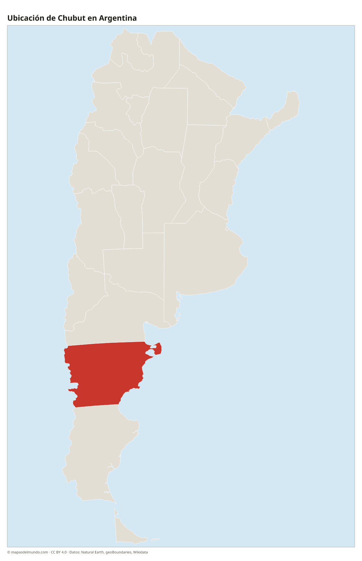 Ubicación de Chubut en el mapa de Argentina