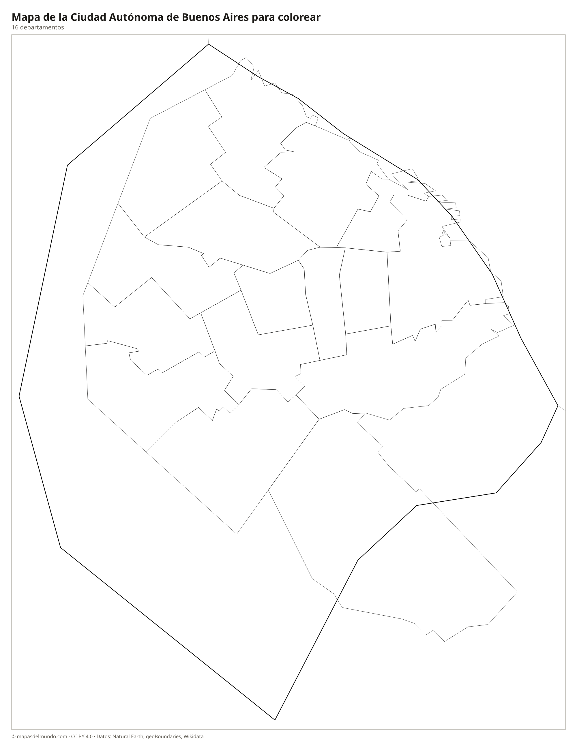 Mapa de la Ciudad Autónoma de Buenos Aires para colorear