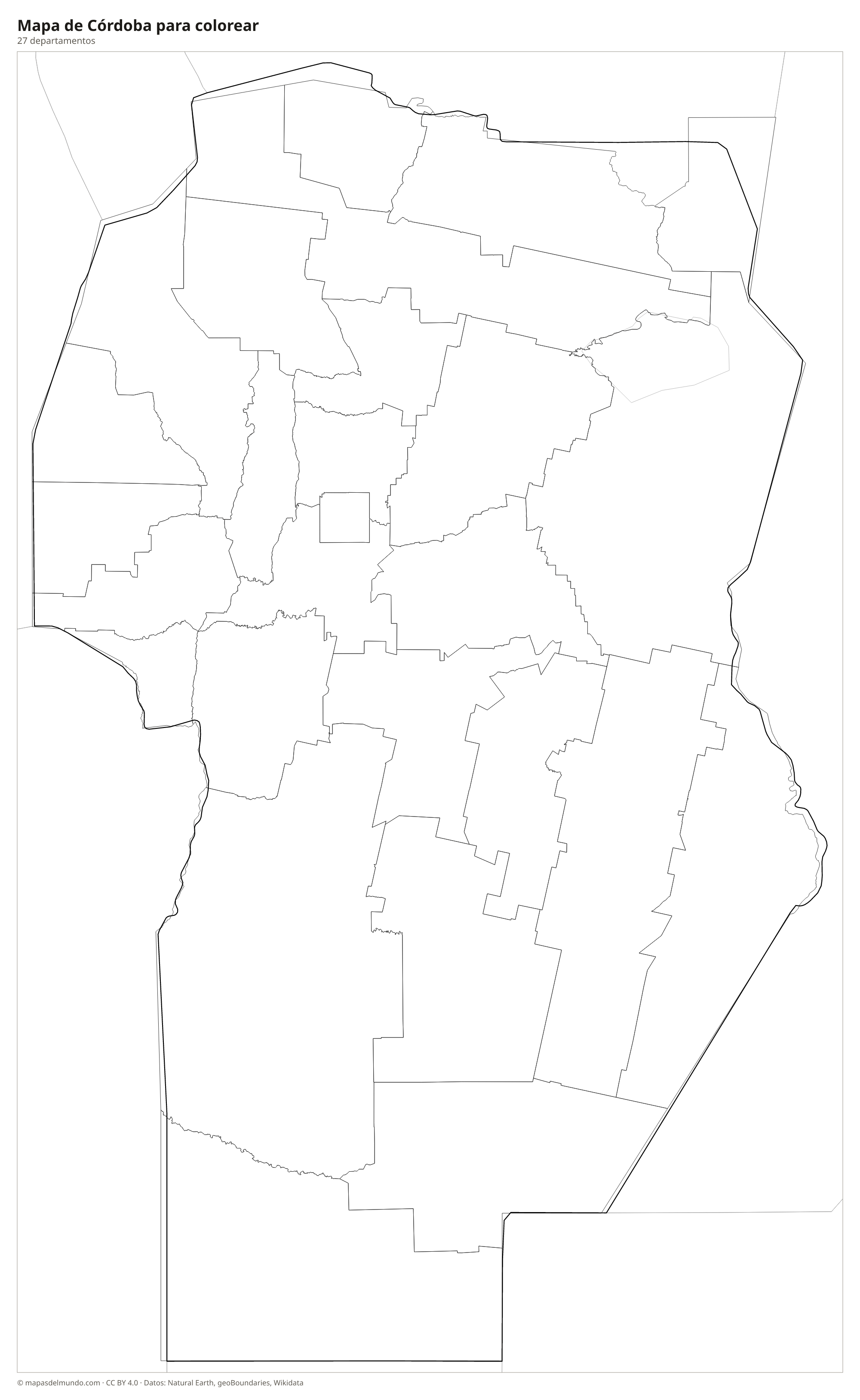 Mapa de Córdoba para colorear