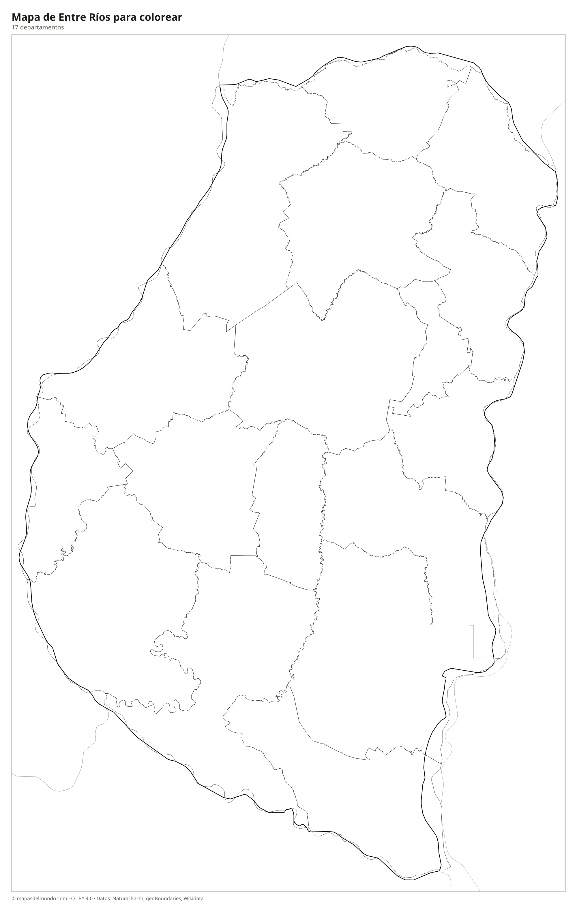 Mapa de Entre Ríos para colorear