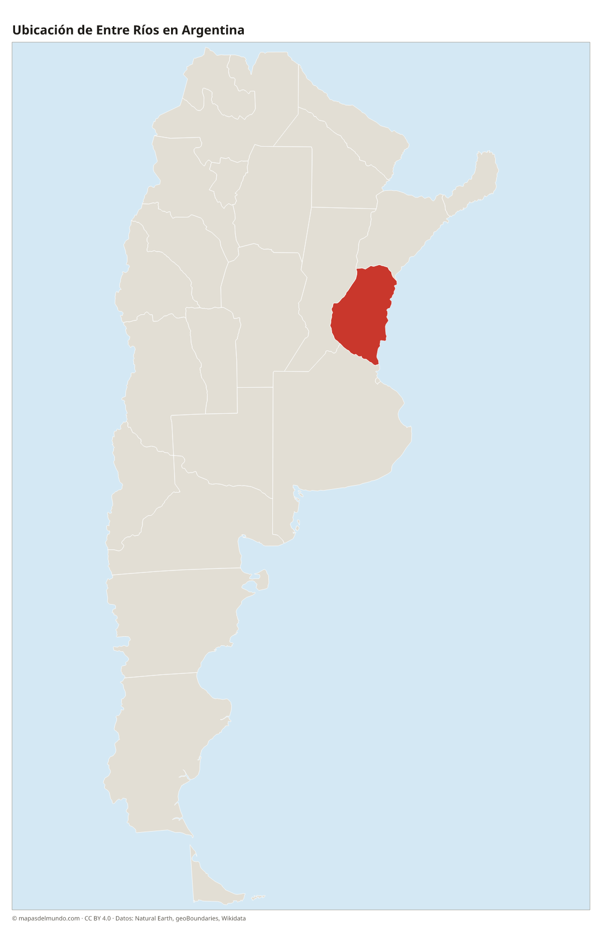 Ubicación de Entre Ríos en el mapa de Argentina