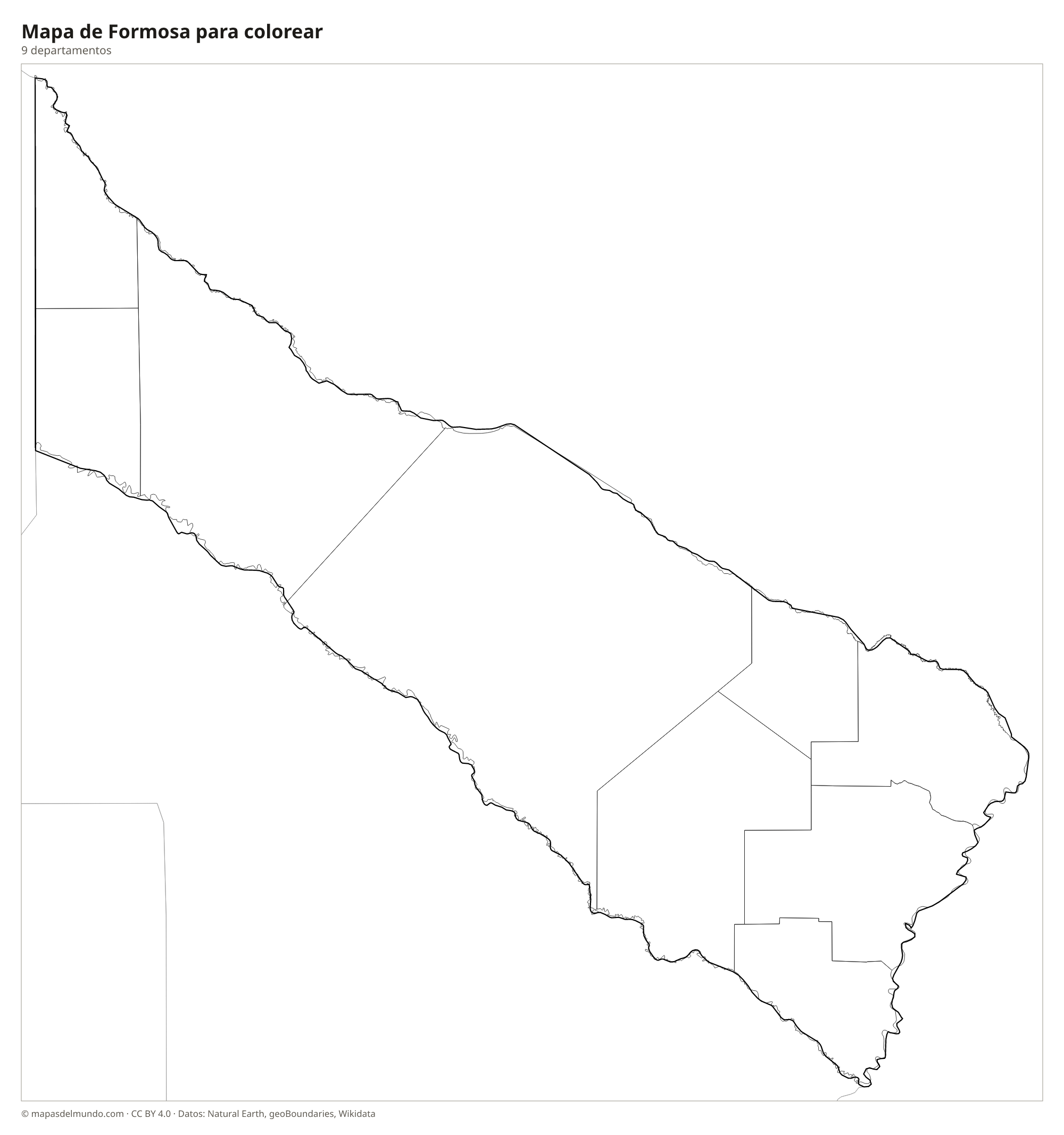 Mapa de Formosa para colorear