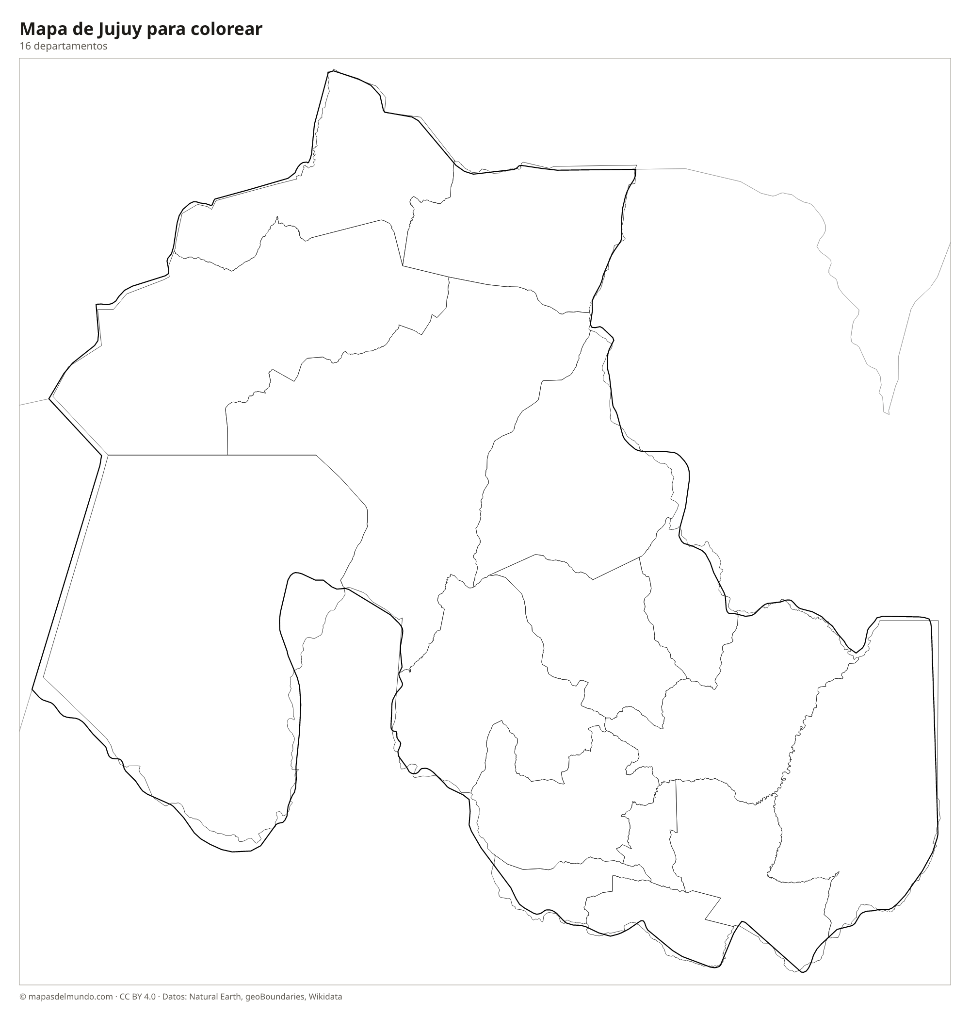 Mapa de Jujuy para colorear