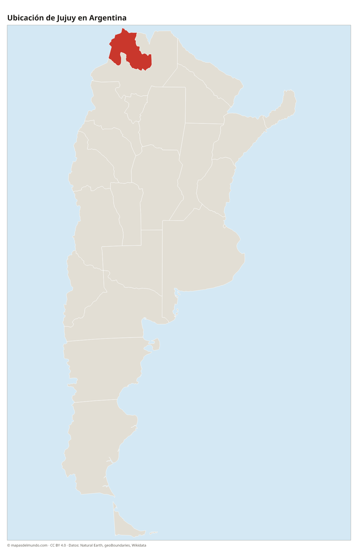 Ubicación de Jujuy en el mapa de Argentina
