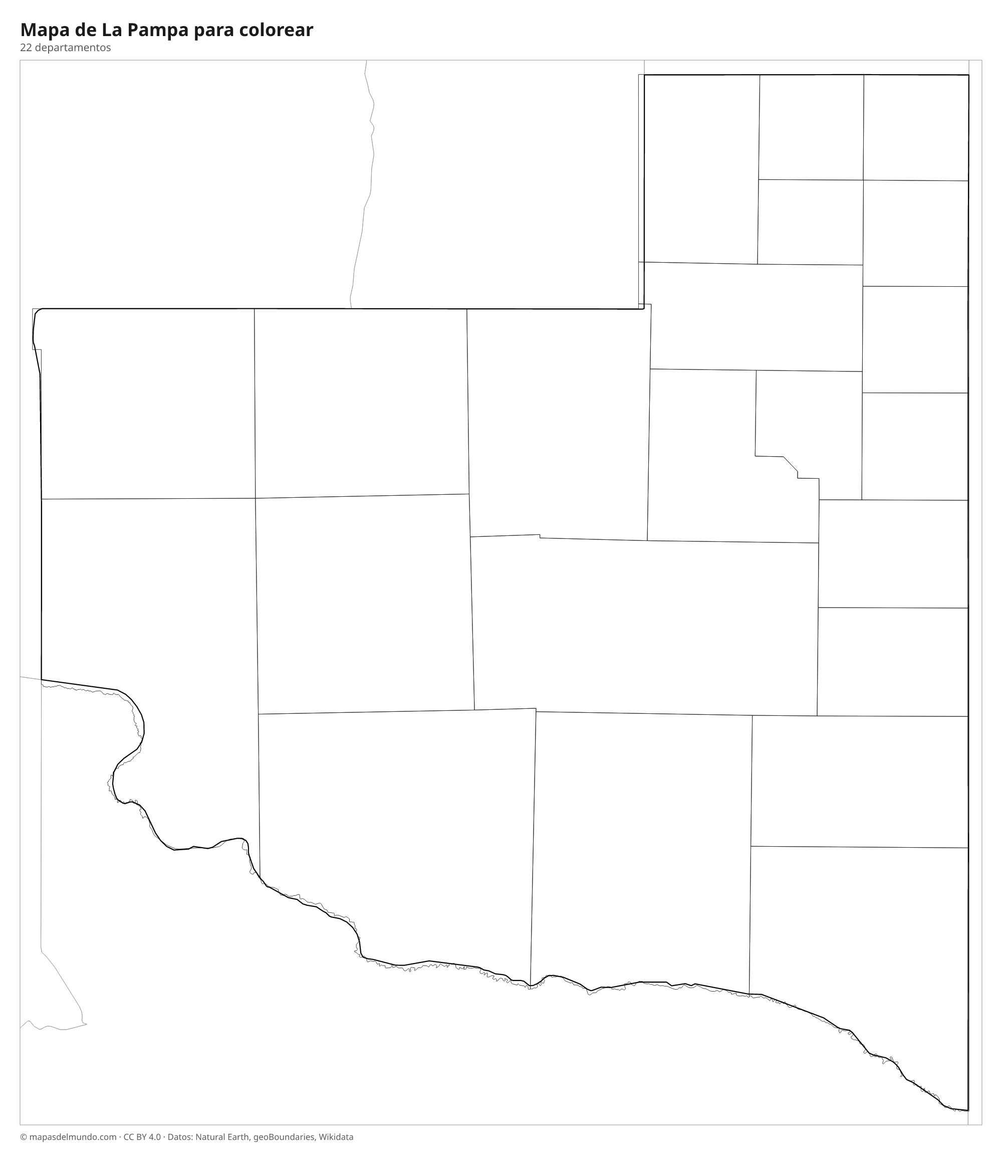 Mapa de La Pampa para colorear