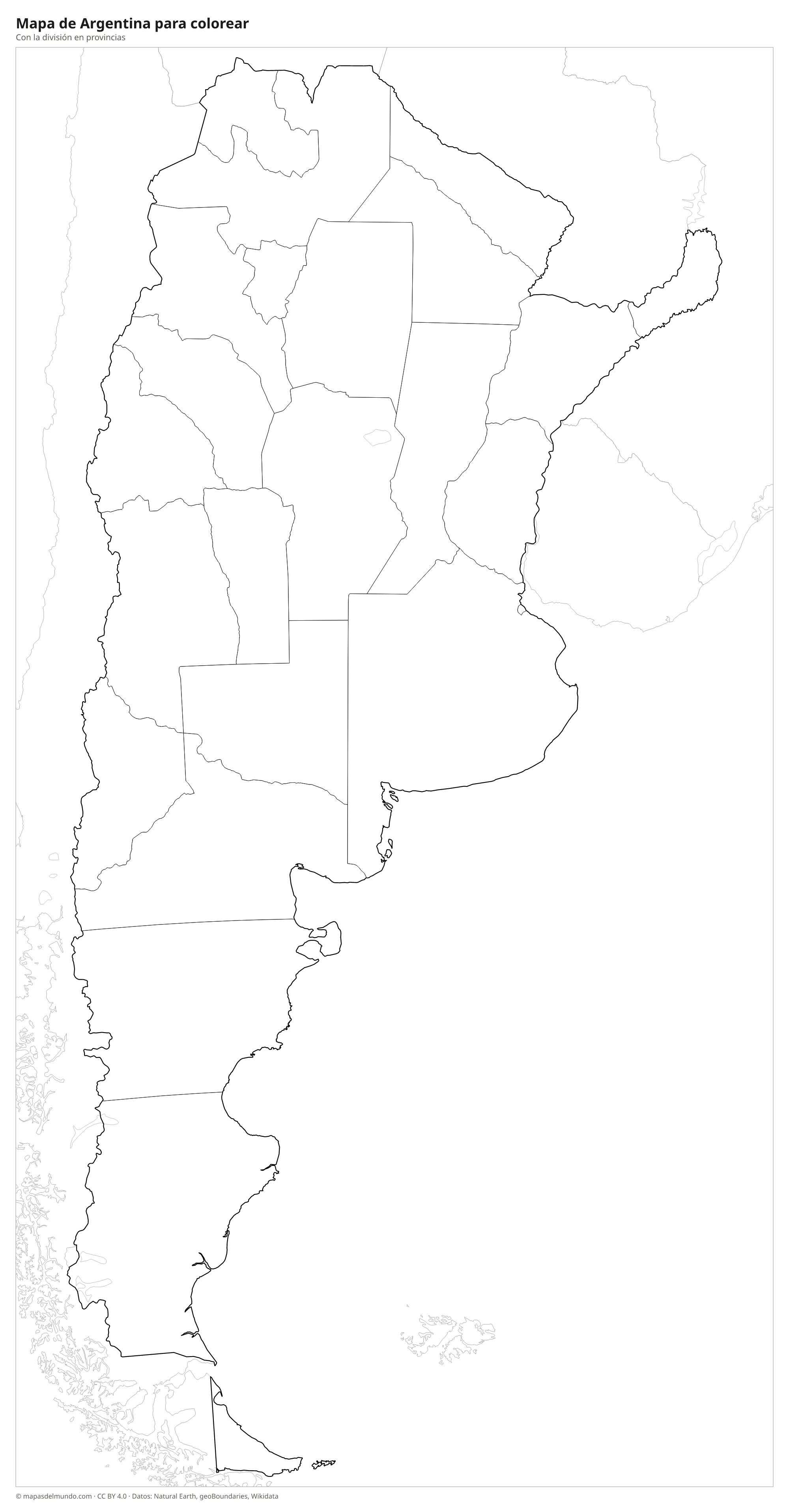 Mapa de Argentina para colorear