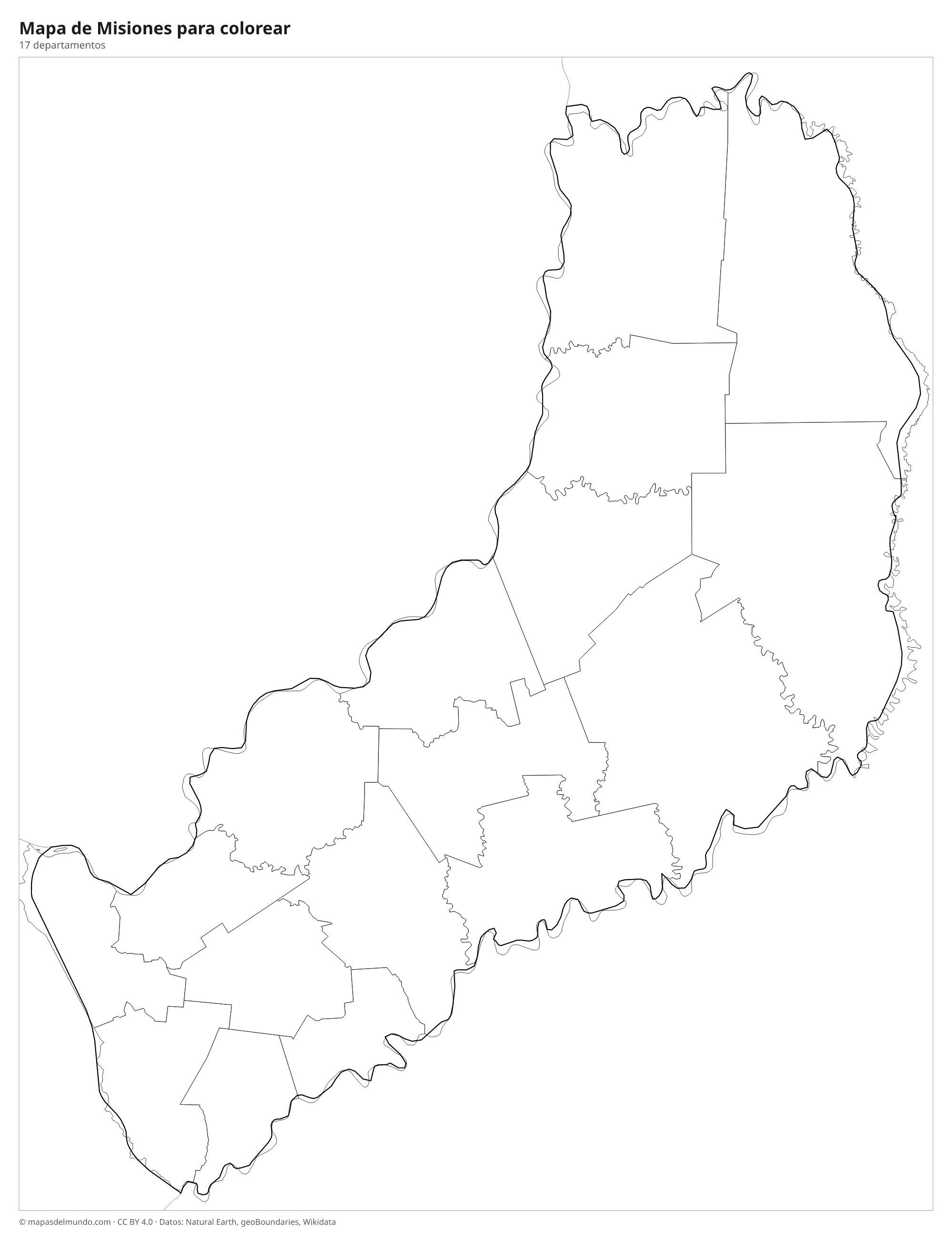 Mapa de Misiones para colorear