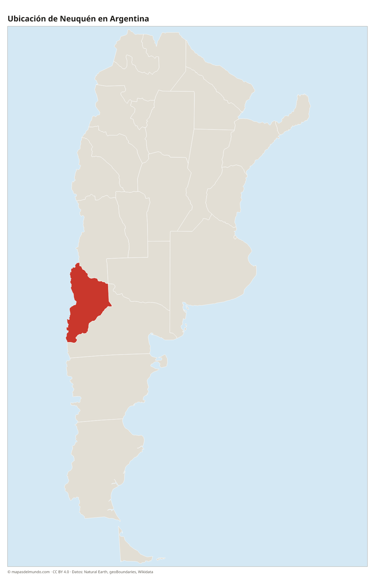 Ubicación de Neuquén en el mapa de Argentina