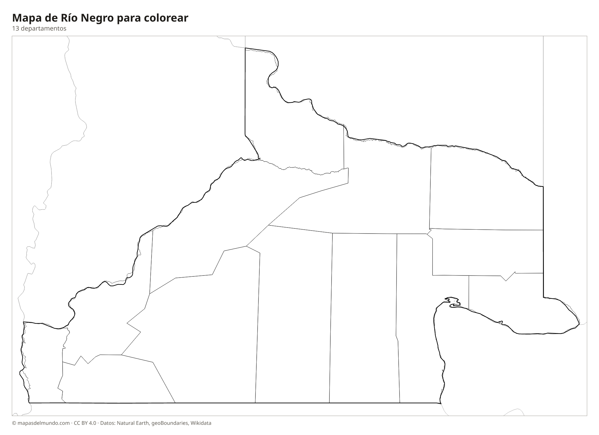 Mapa de Río Negro para colorear