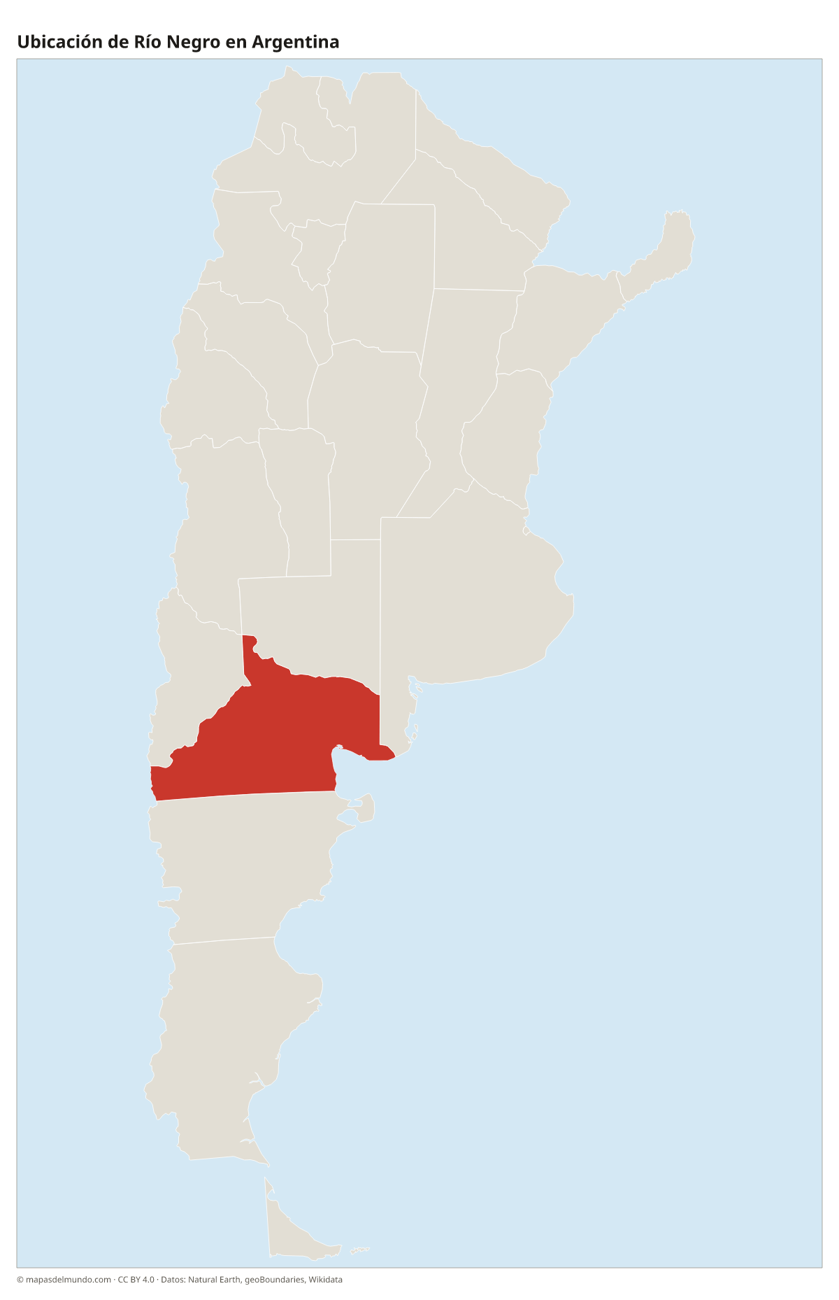 Ubicación de Río Negro en el mapa de Argentina
