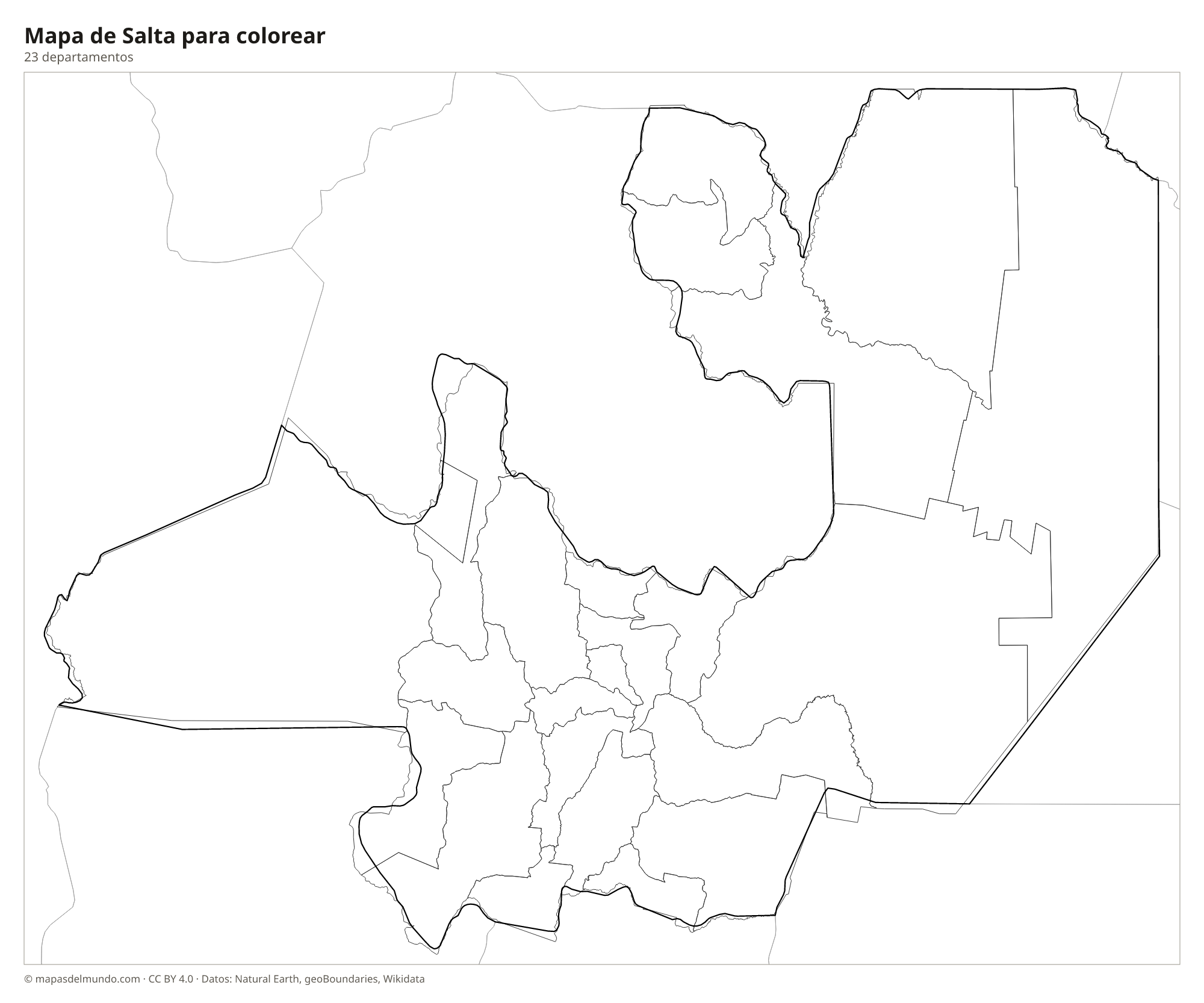 Mapa de Salta para colorear