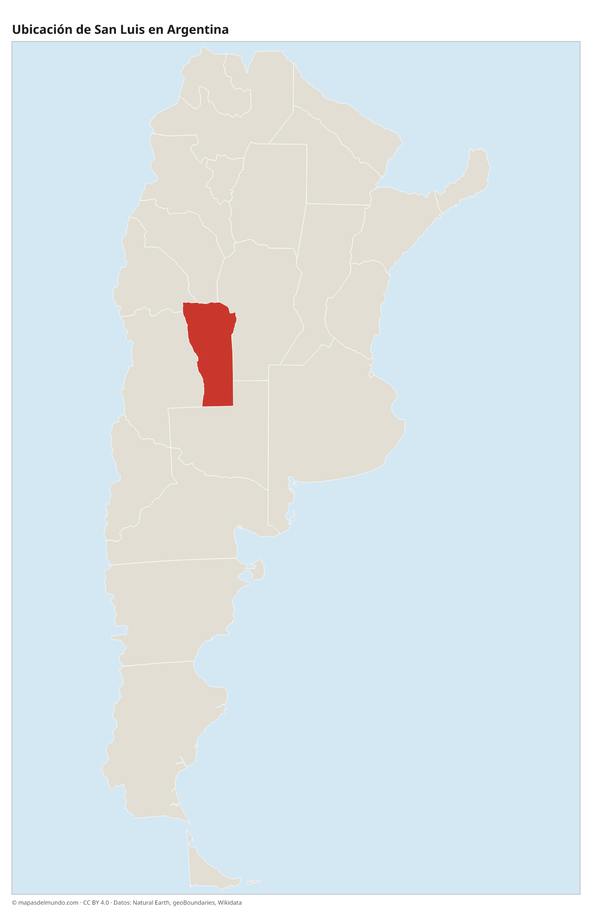 Ubicación de San Luis en el mapa de Argentina