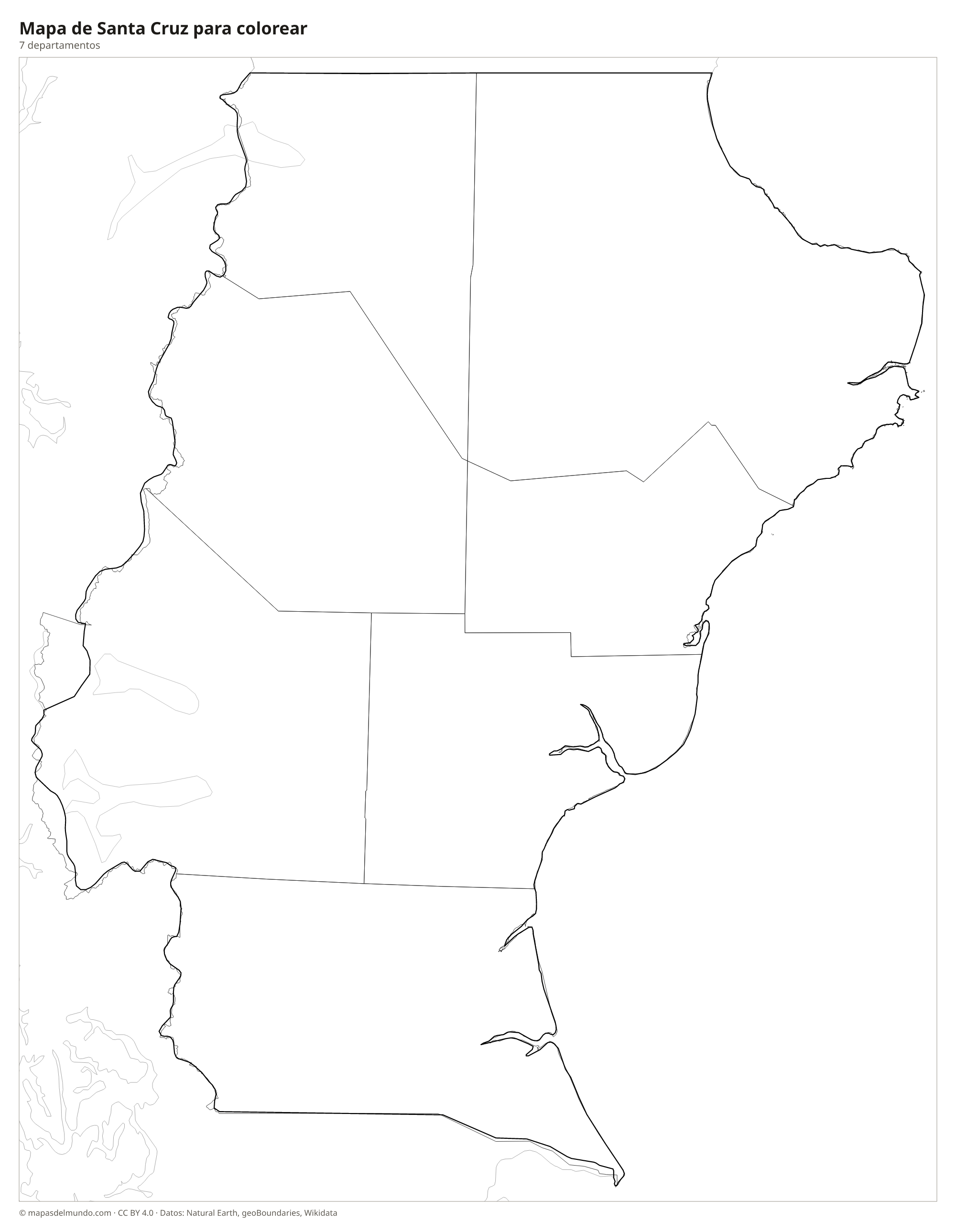 Mapa de Santa Cruz para colorear