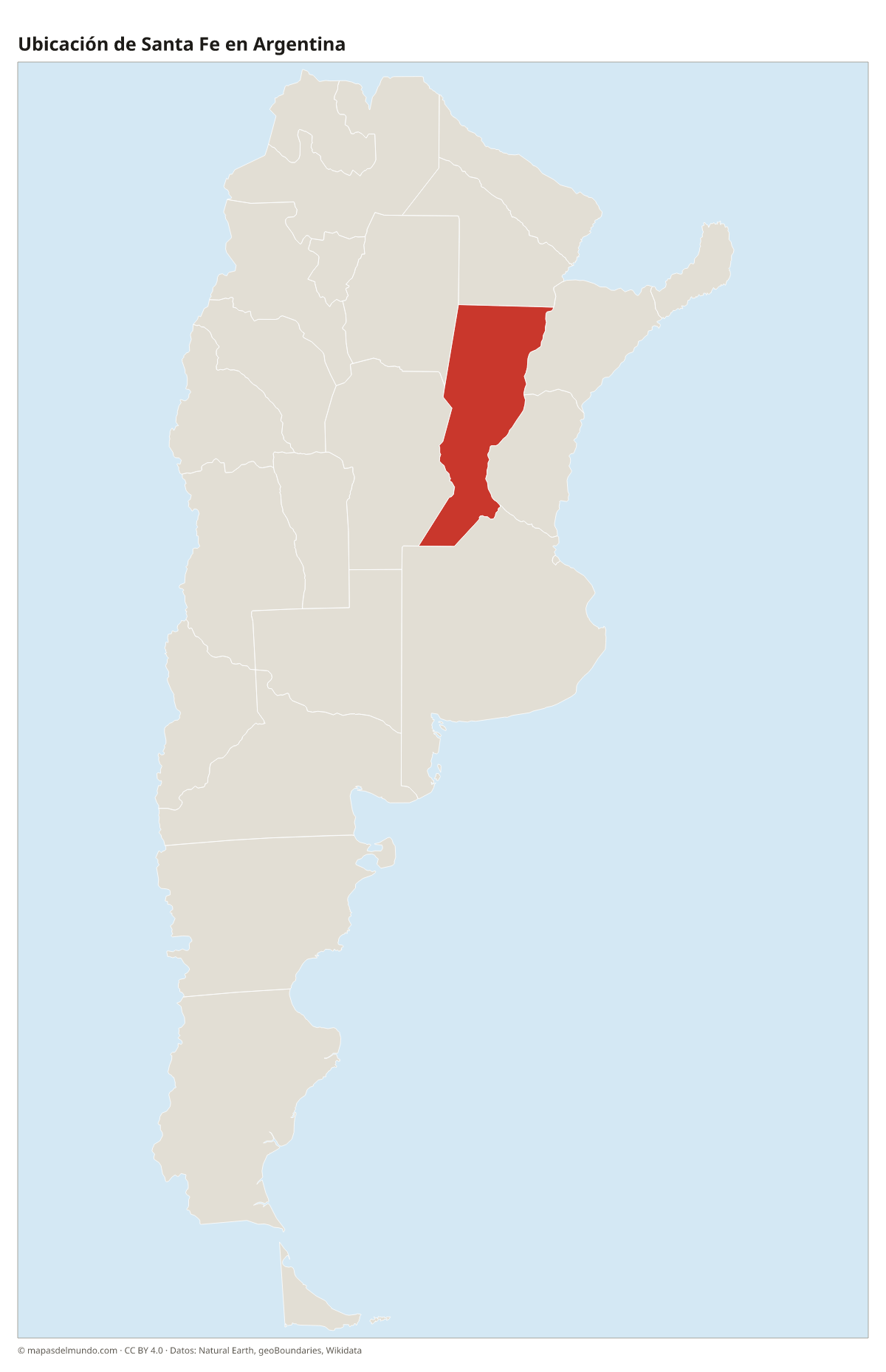 Ubicación de Santa Fe en el mapa de Argentina