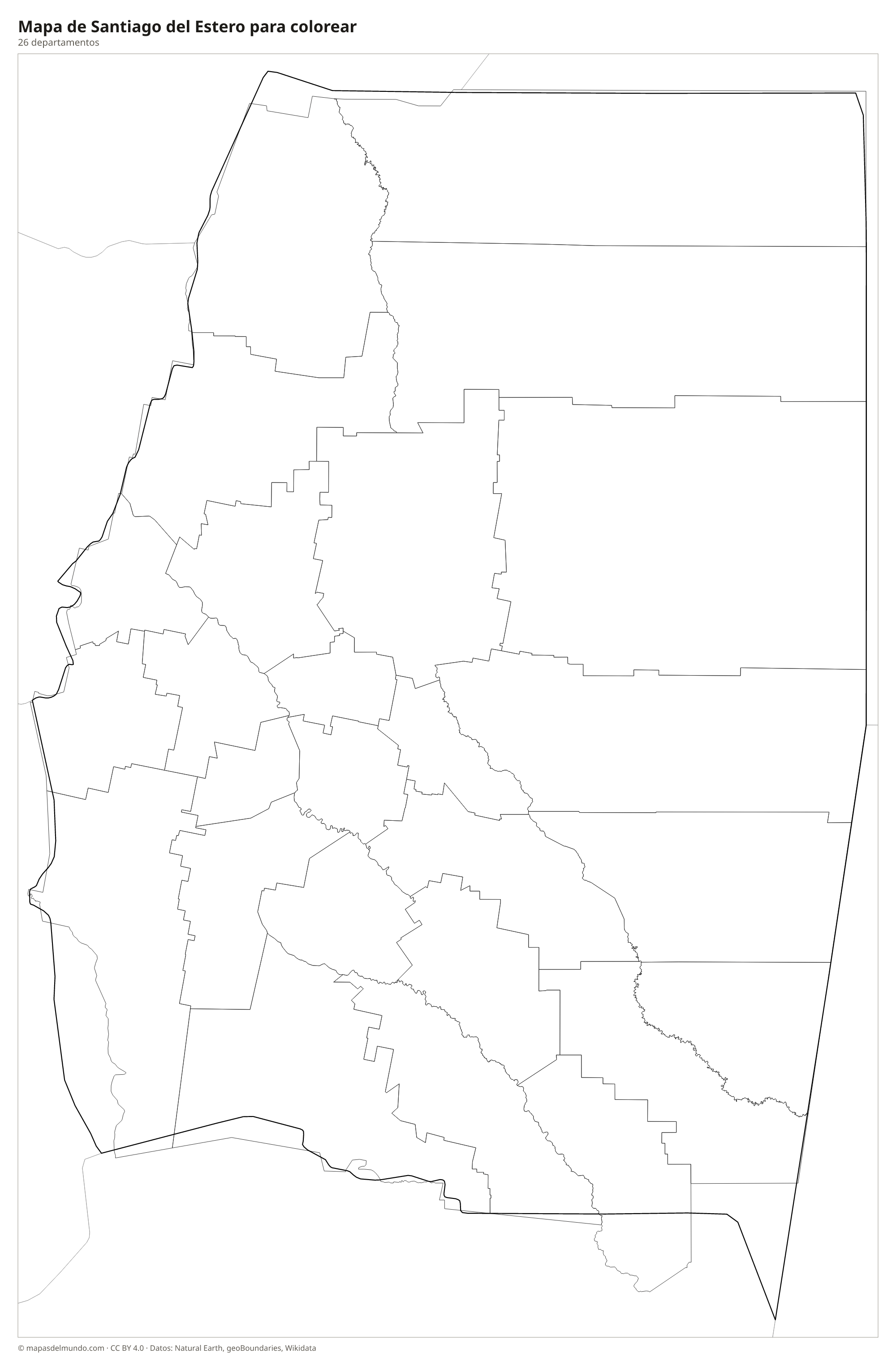 Mapa de Santiago del Estero para colorear