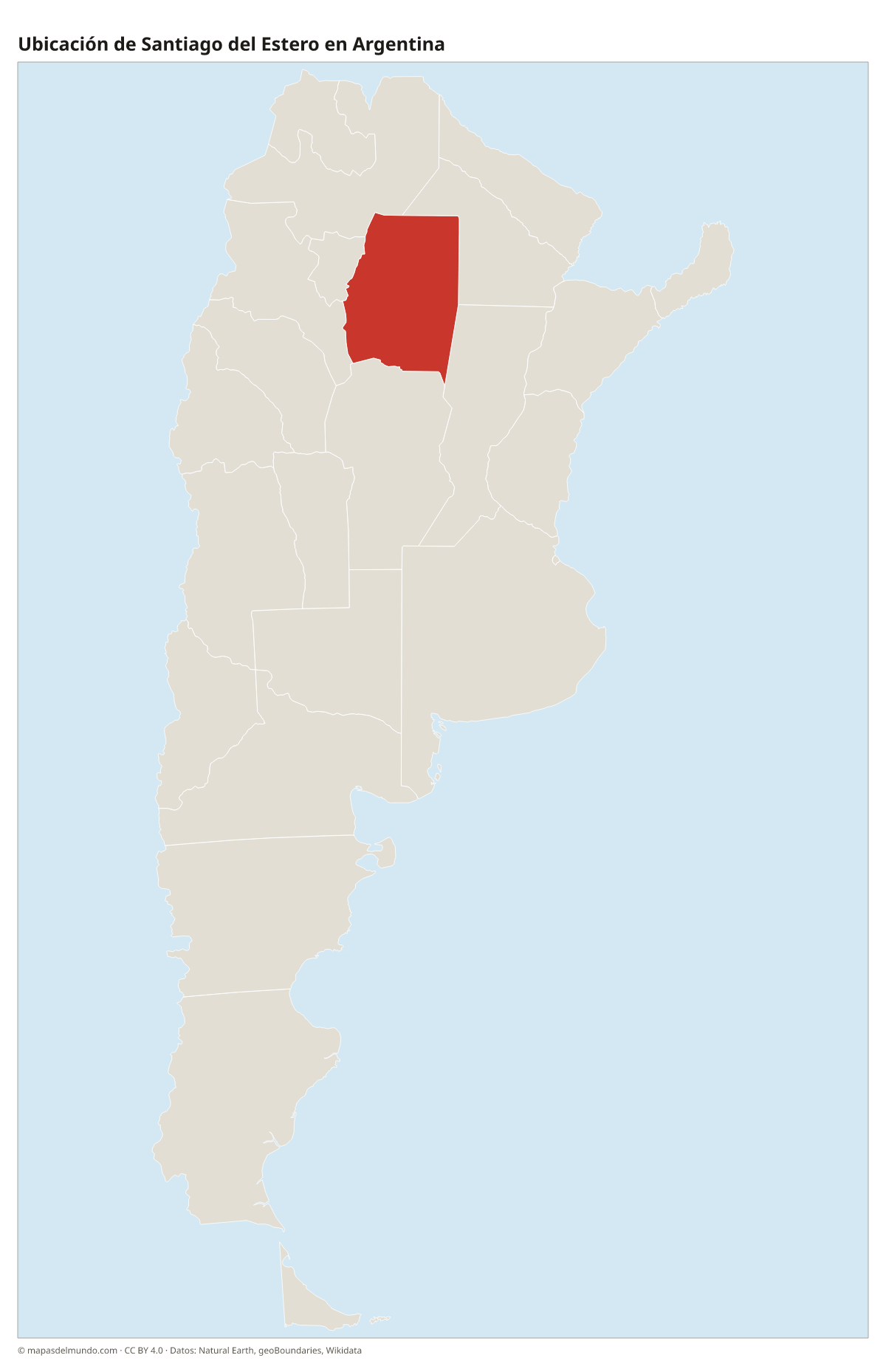 Ubicación de Santiago del Estero en el mapa de Argentina