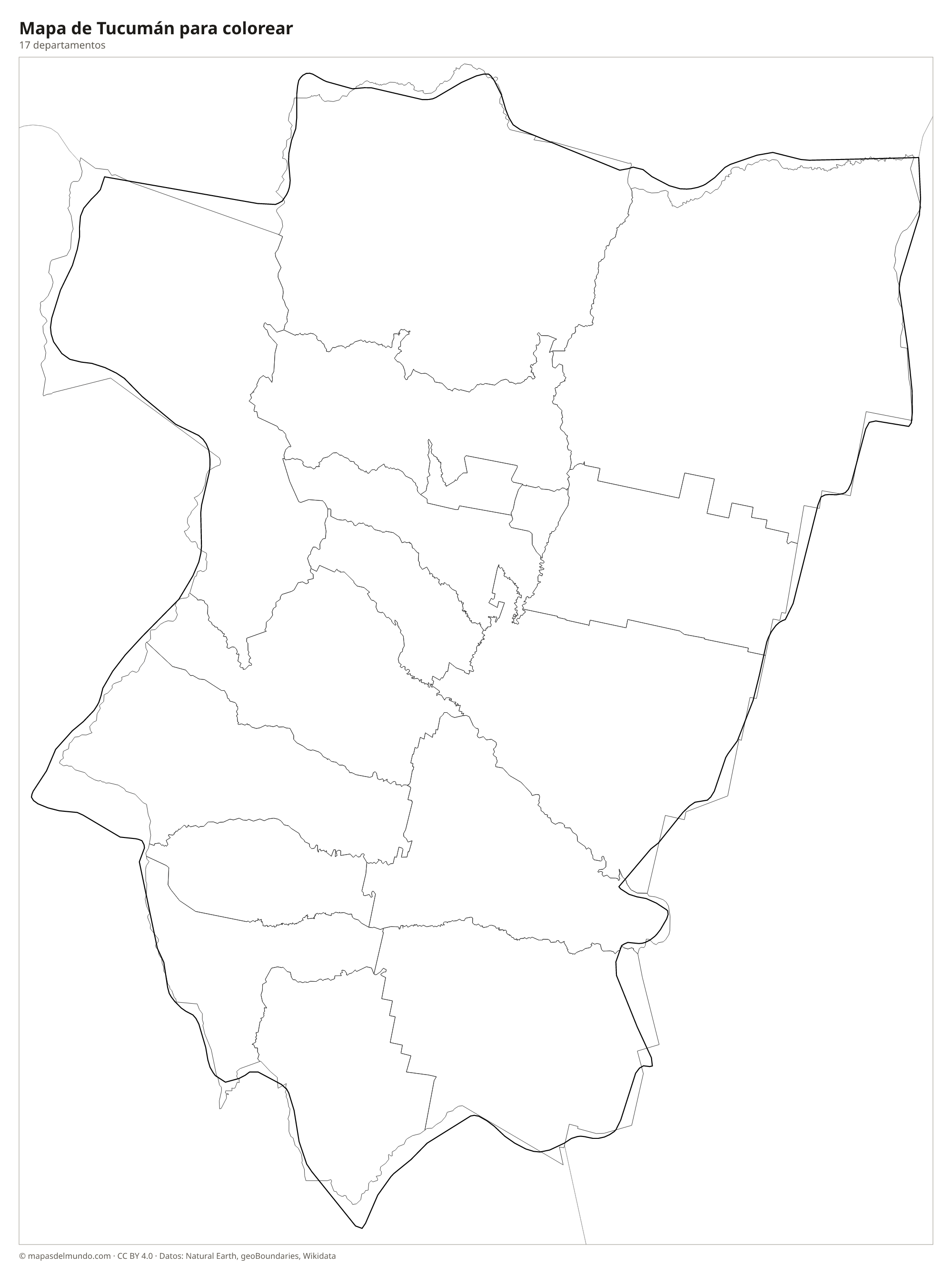 Mapa de Tucumán para colorear
