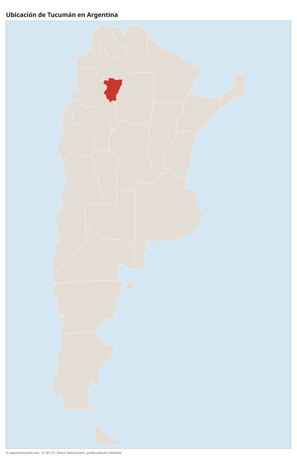 Ubicación de Tucumán en el mapa de Argentina