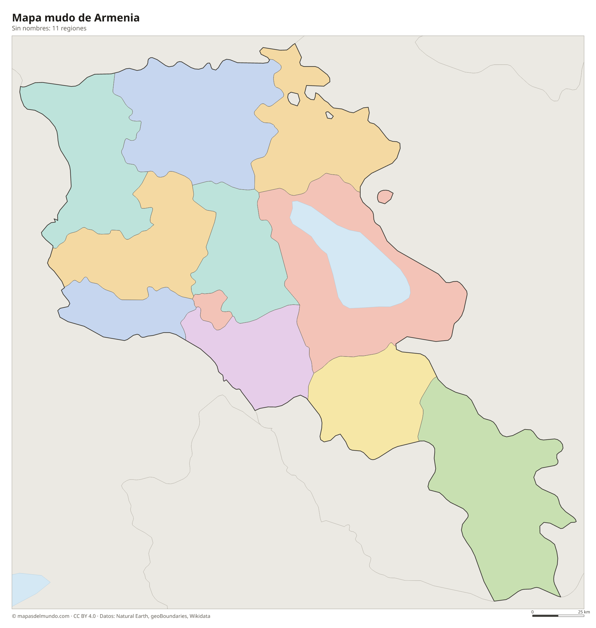 Mapa mudo de Armenia sin nombres