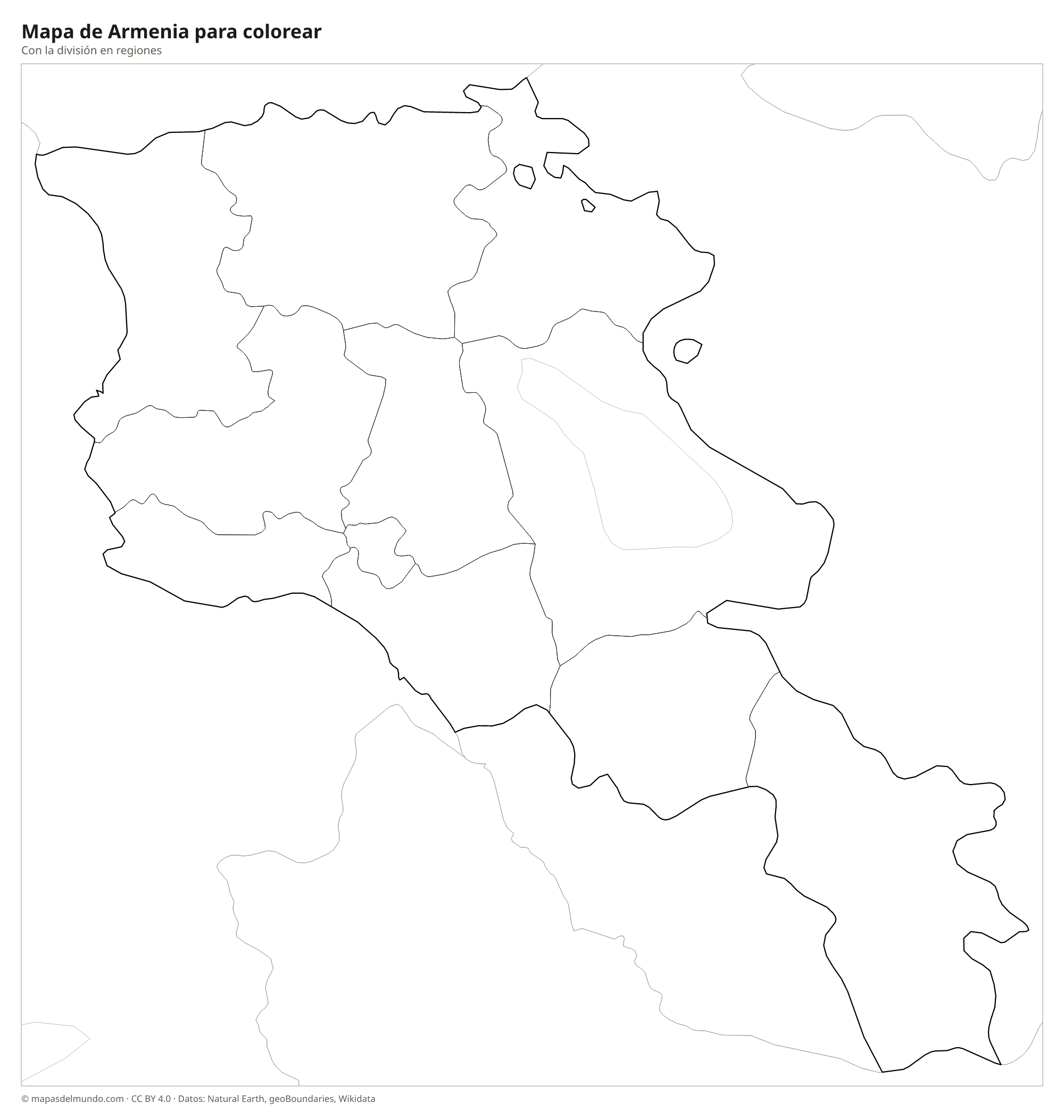 Mapa de Armenia para colorear