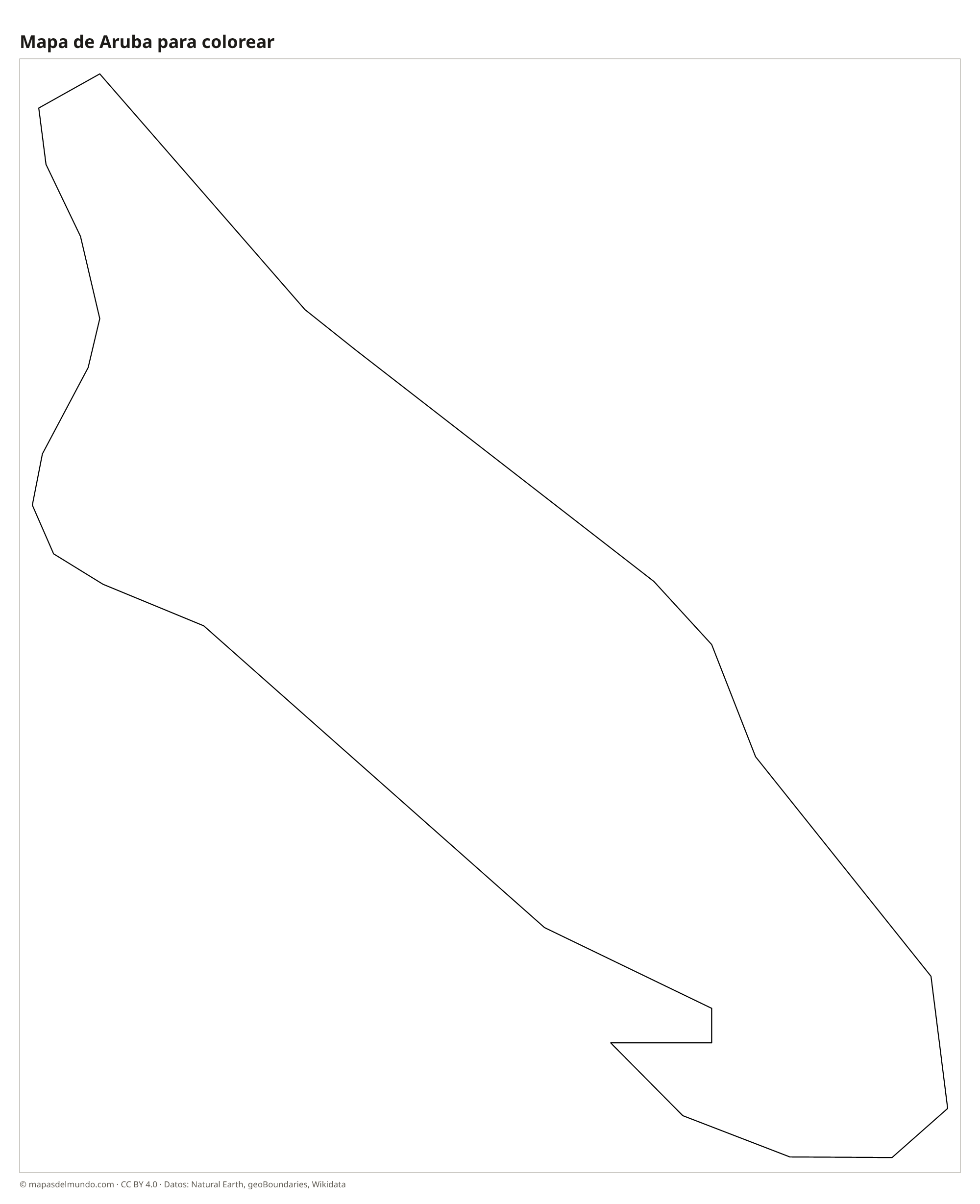 Mapa de Aruba para colorear