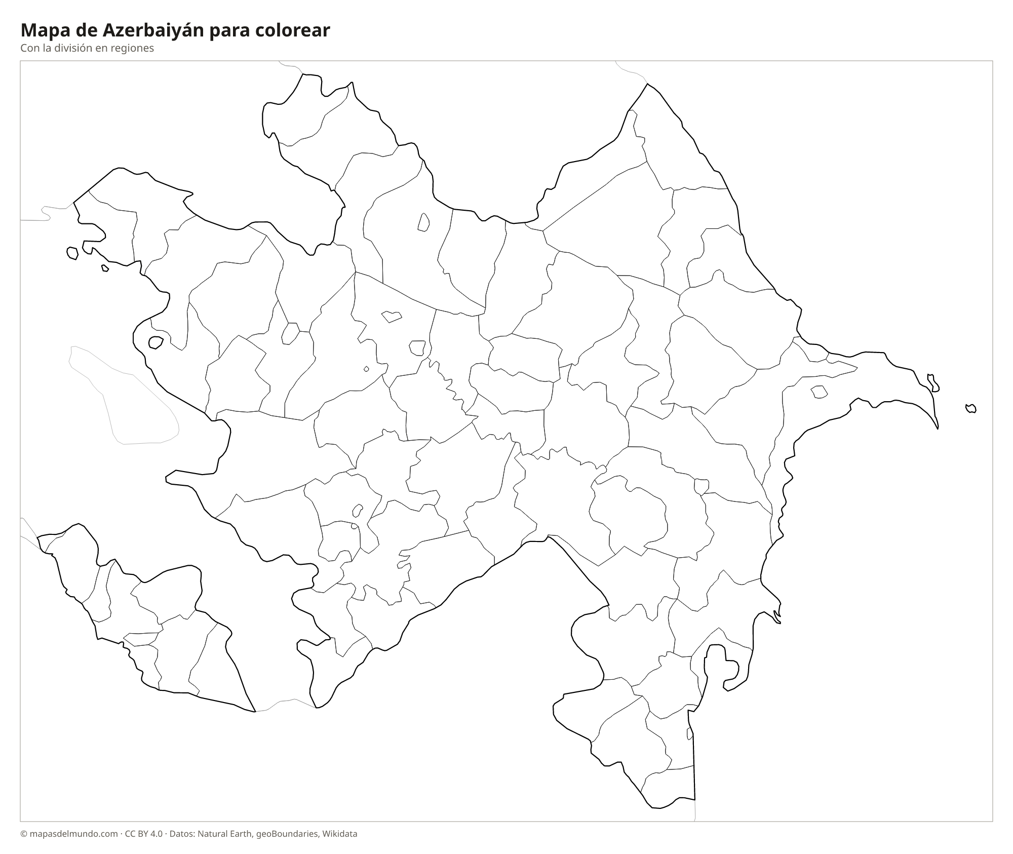 Mapa de Azerbaiyán para colorear