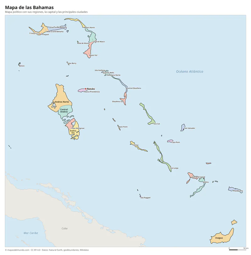 Mapa de las Bahamas
