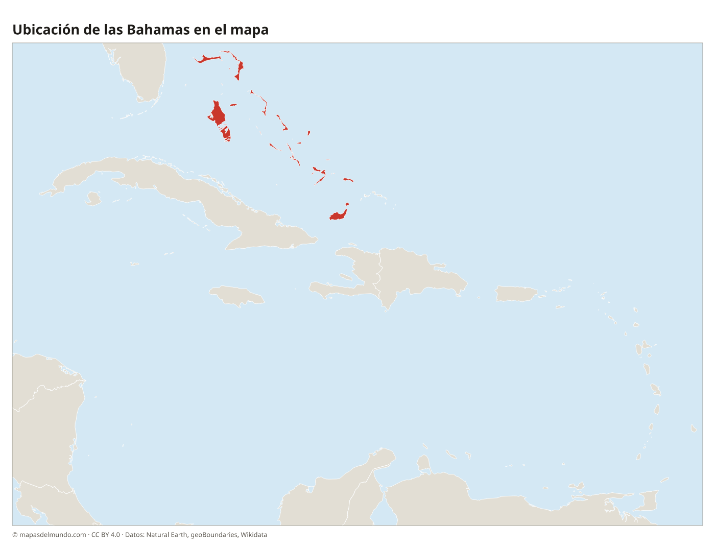 Ubicación de las Bahamas en el mapa