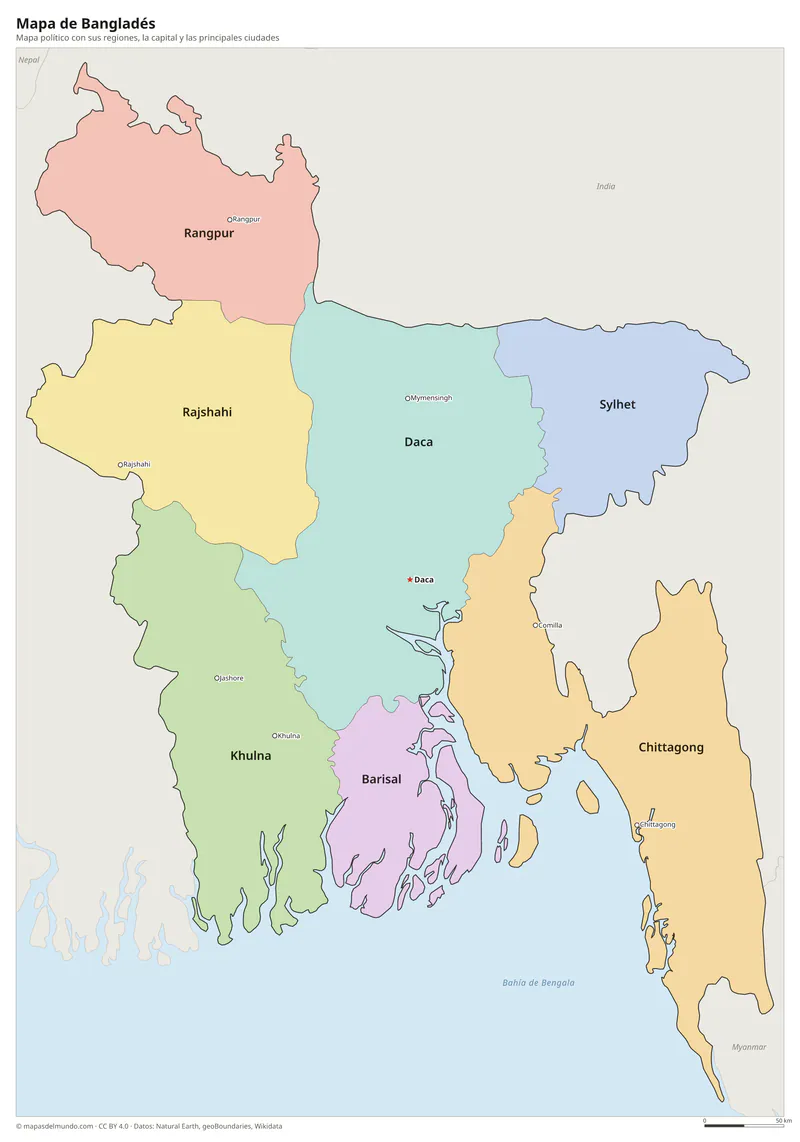 Mapa de Bangladés