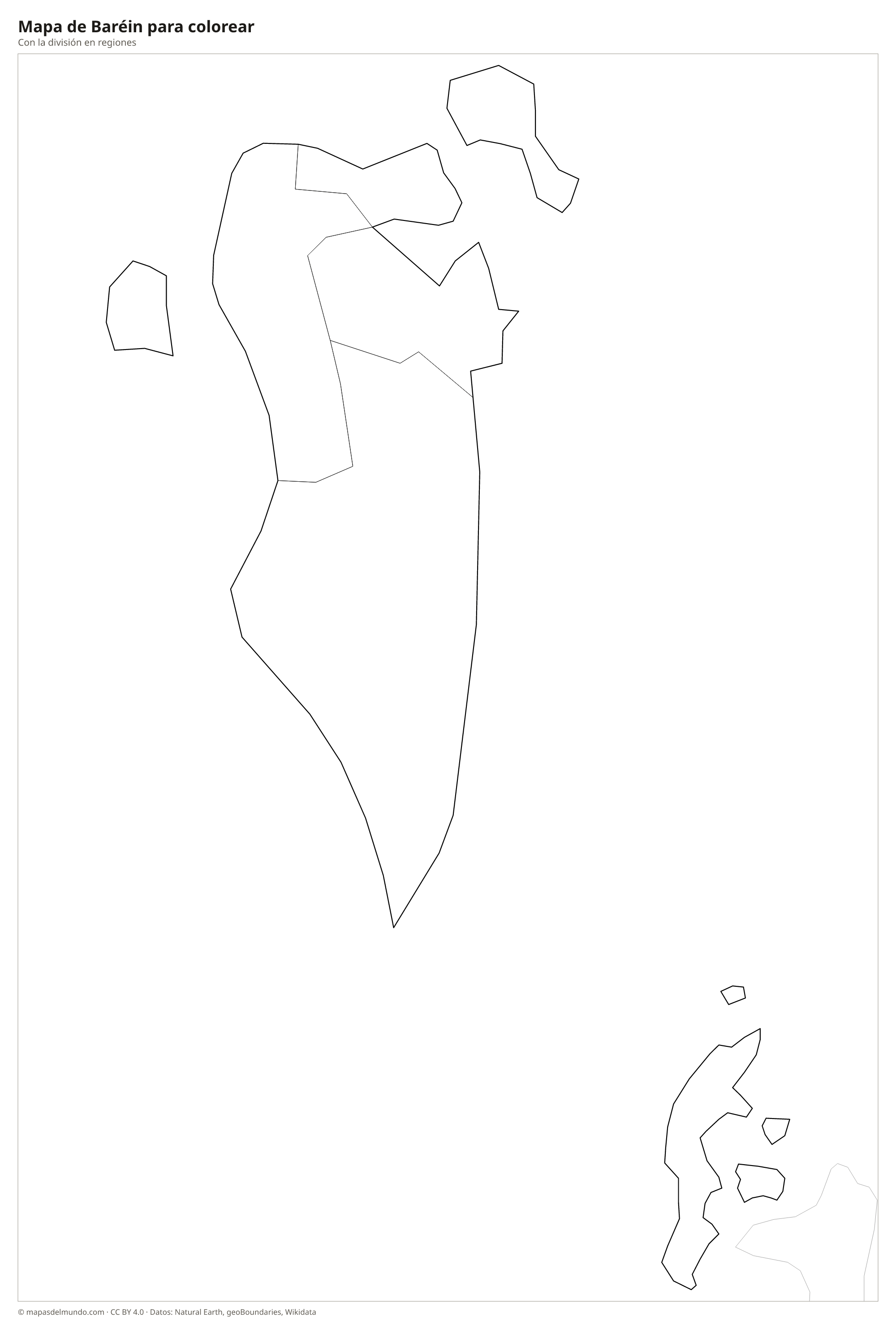 Mapa de Baréin para colorear
