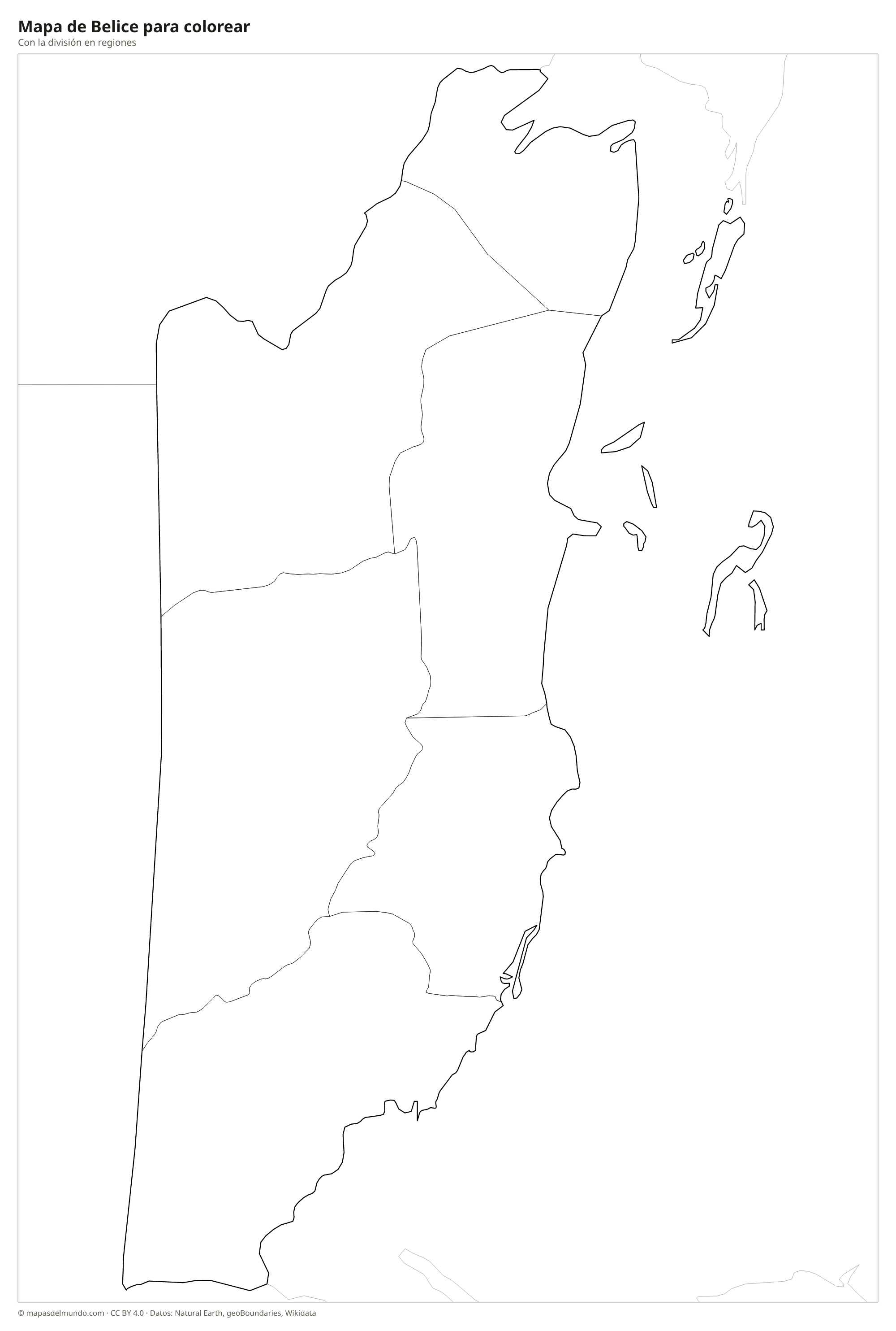 Mapa de Belice para colorear