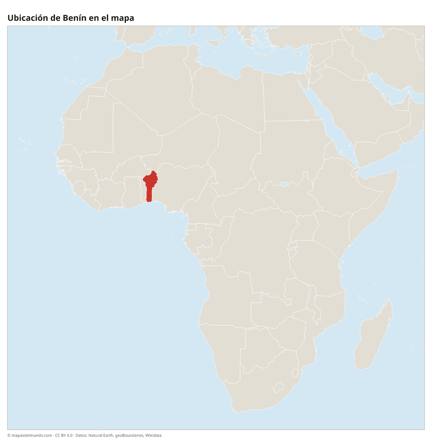 Ubicación de Benín en el mapa