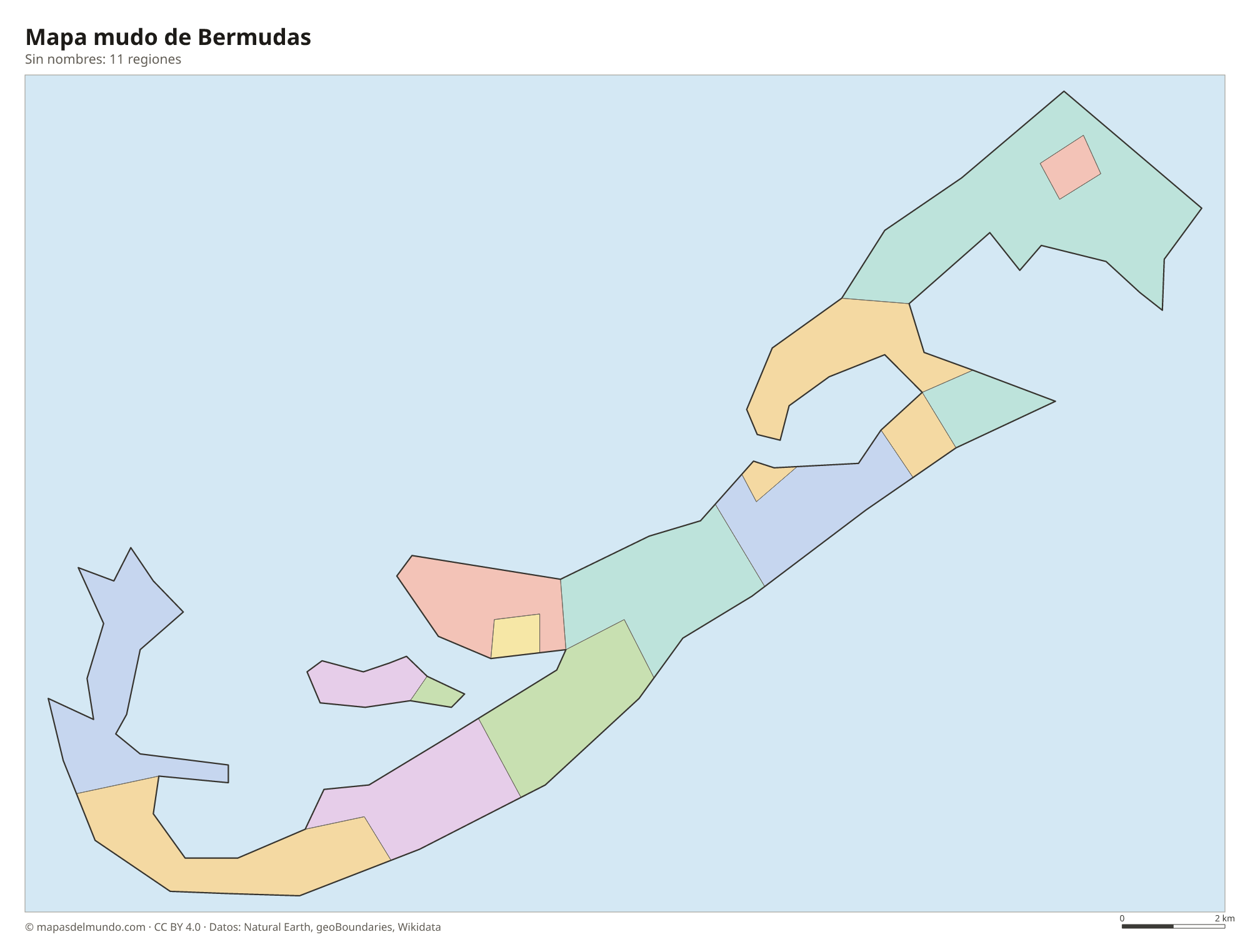 Mapa mudo de Bermudas sin nombres