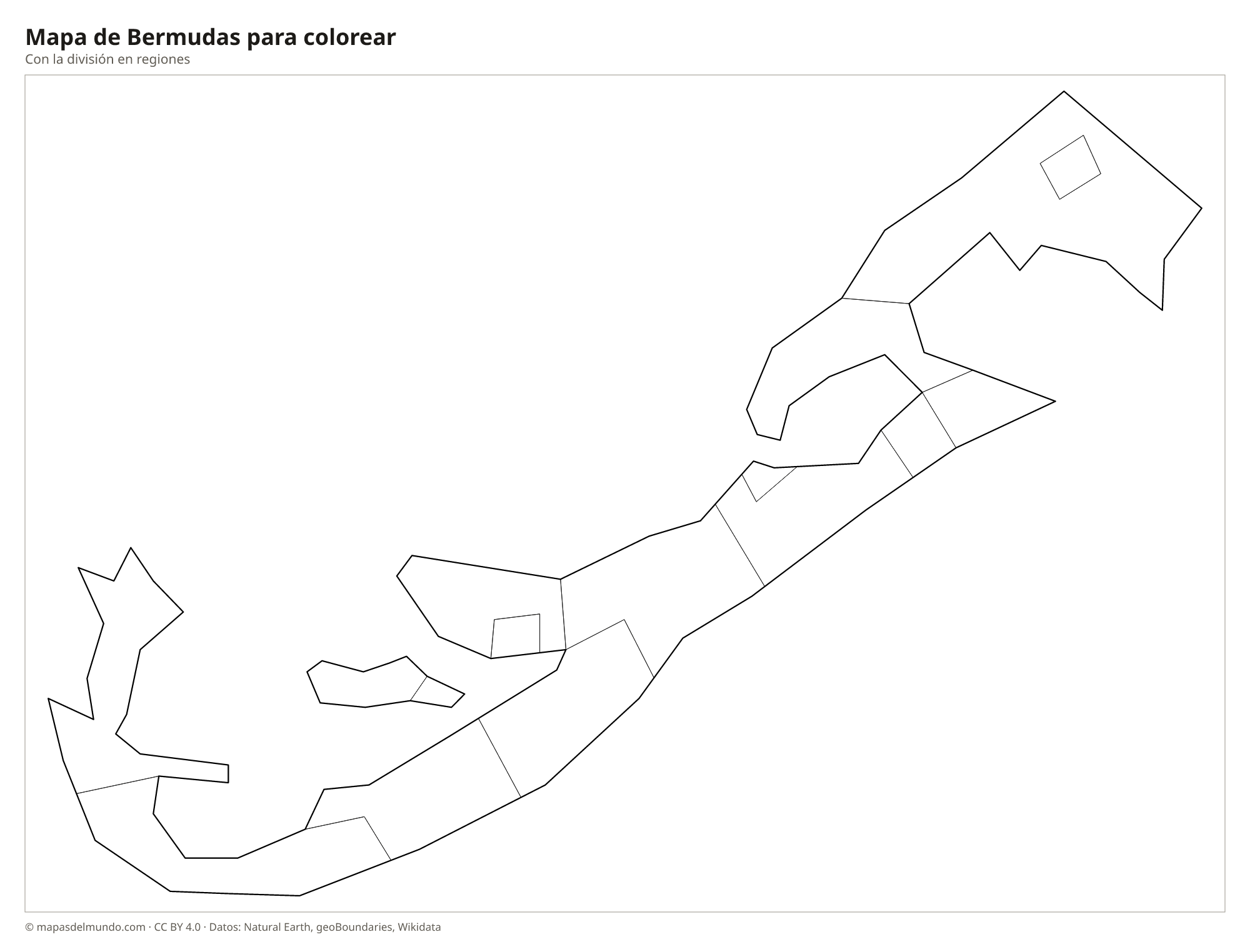 Mapa de Bermudas para colorear