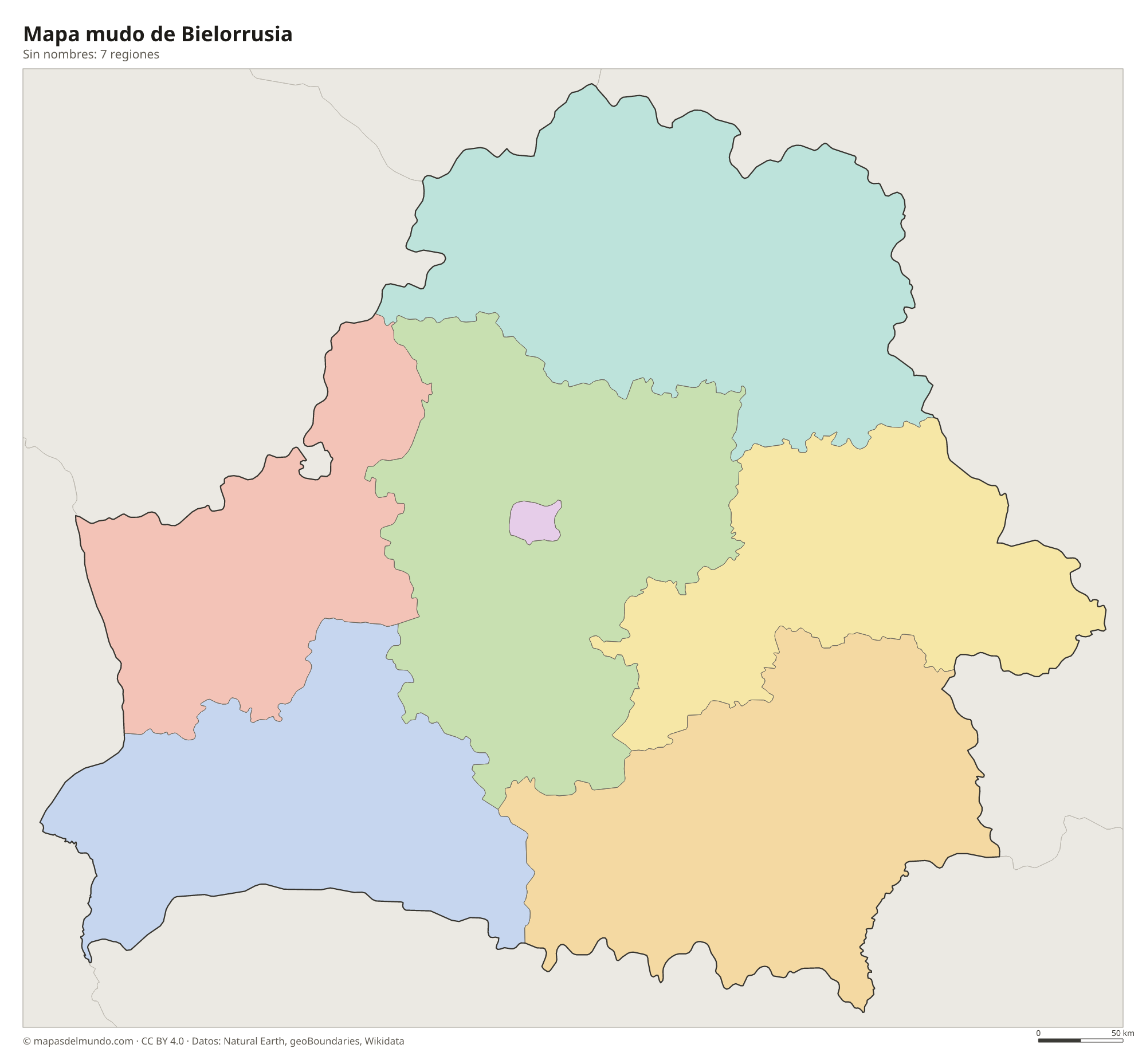 Mapa mudo de Bielorrusia sin nombres