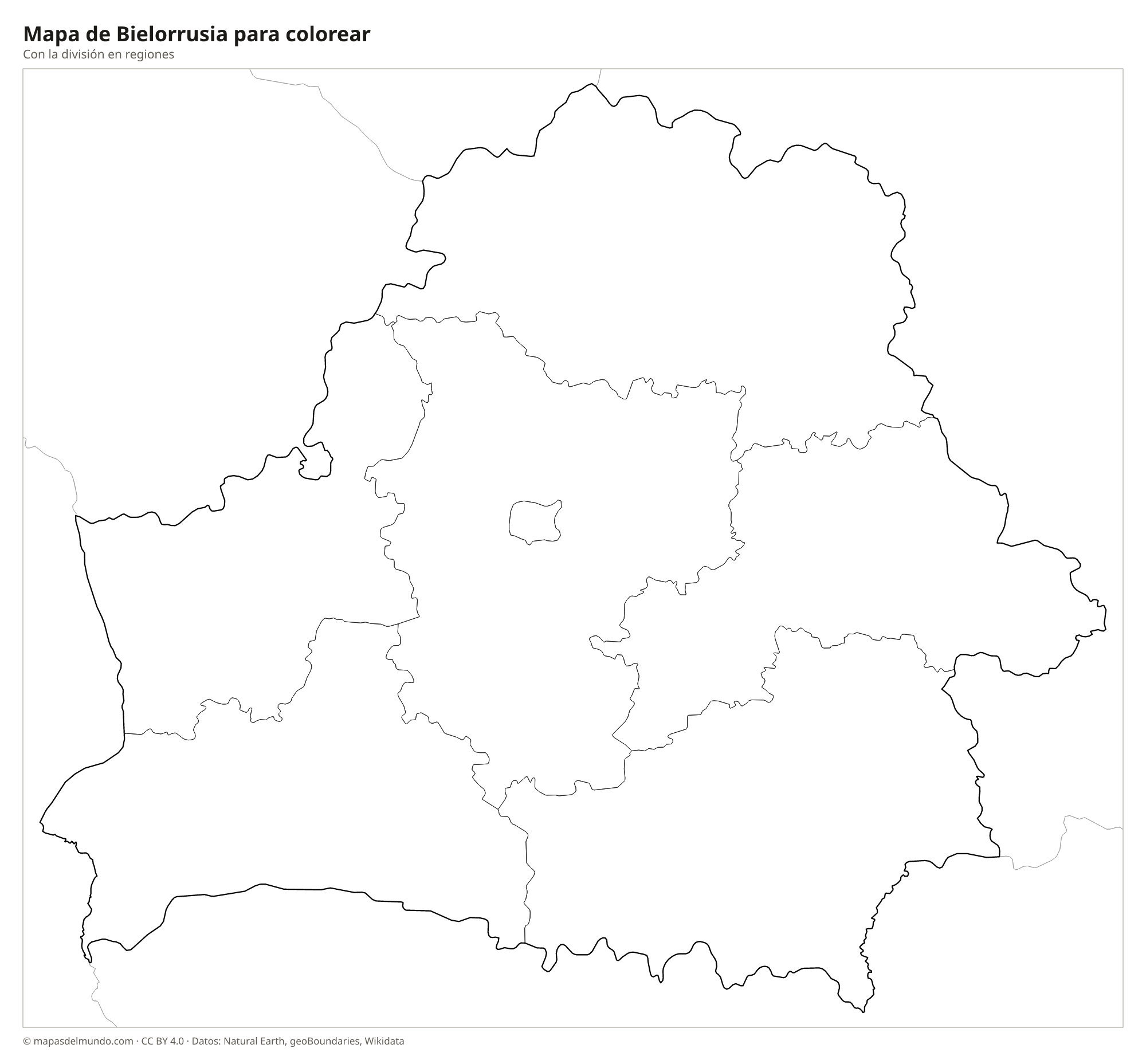Mapa de Bielorrusia para colorear