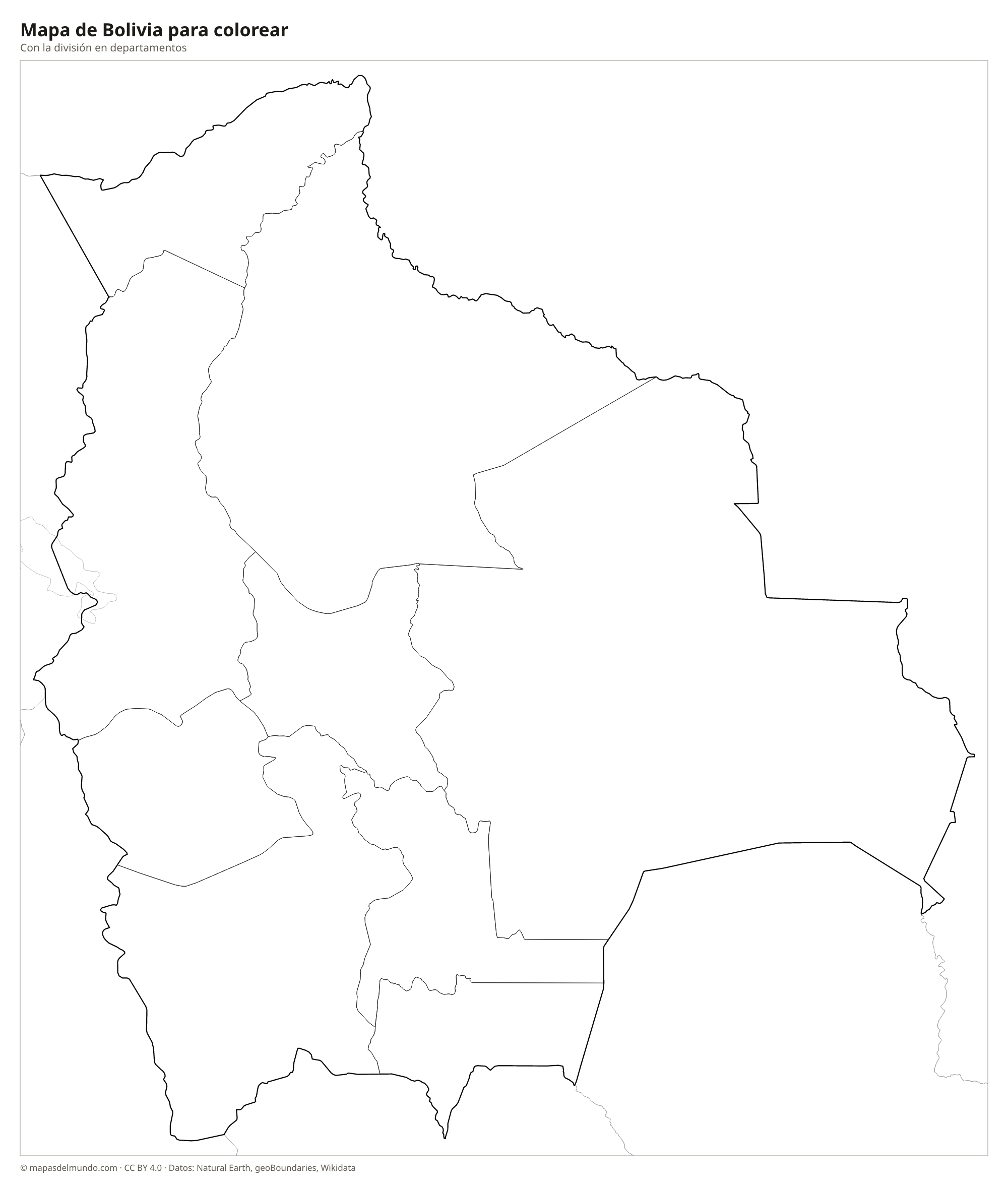 Mapa de Bolivia para colorear