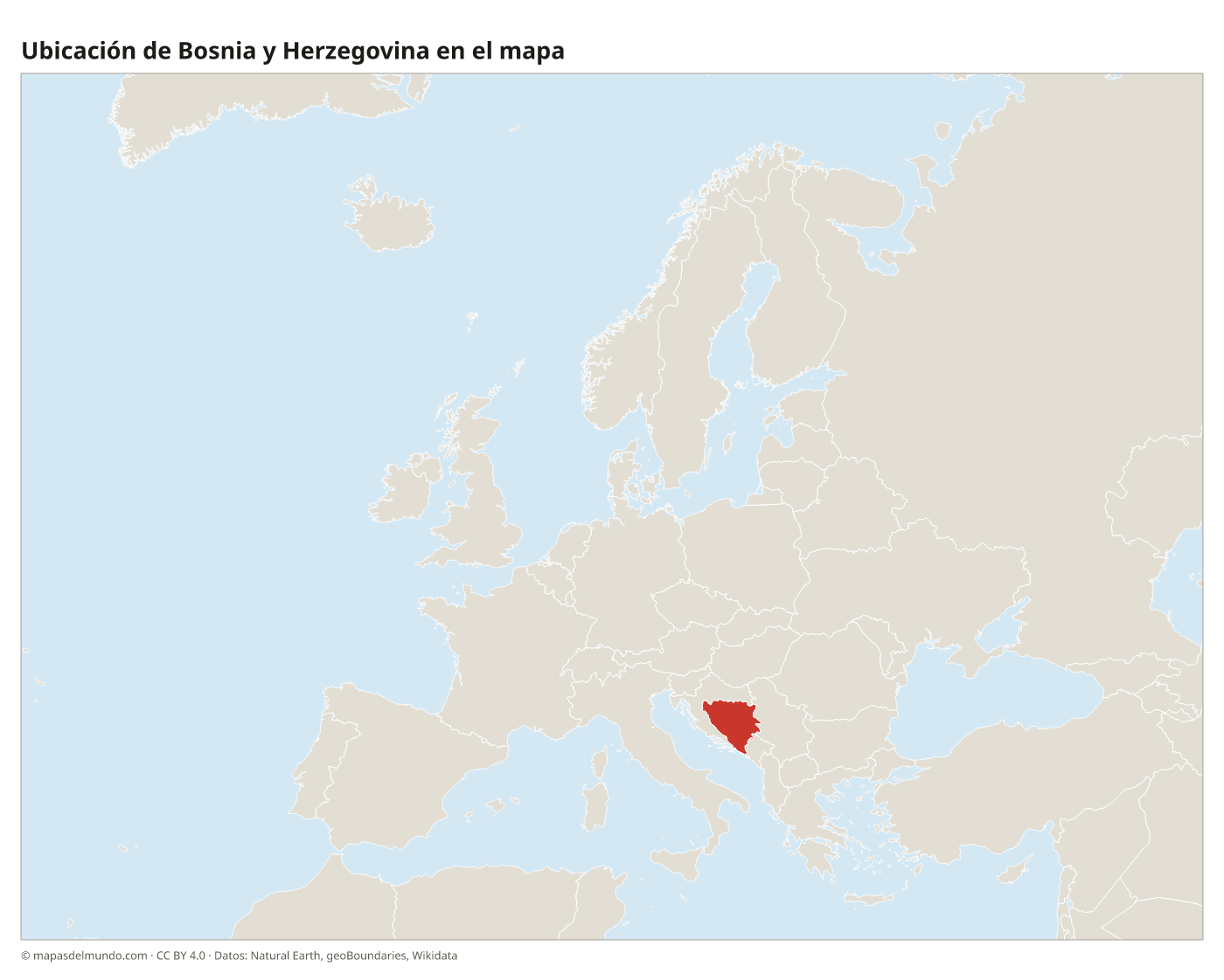 Ubicación de Bosnia y Herzegovina en el mapa