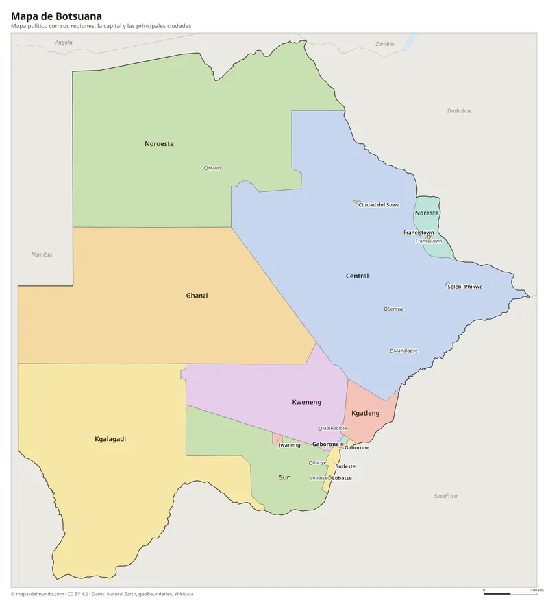 Mapa de Botsuana