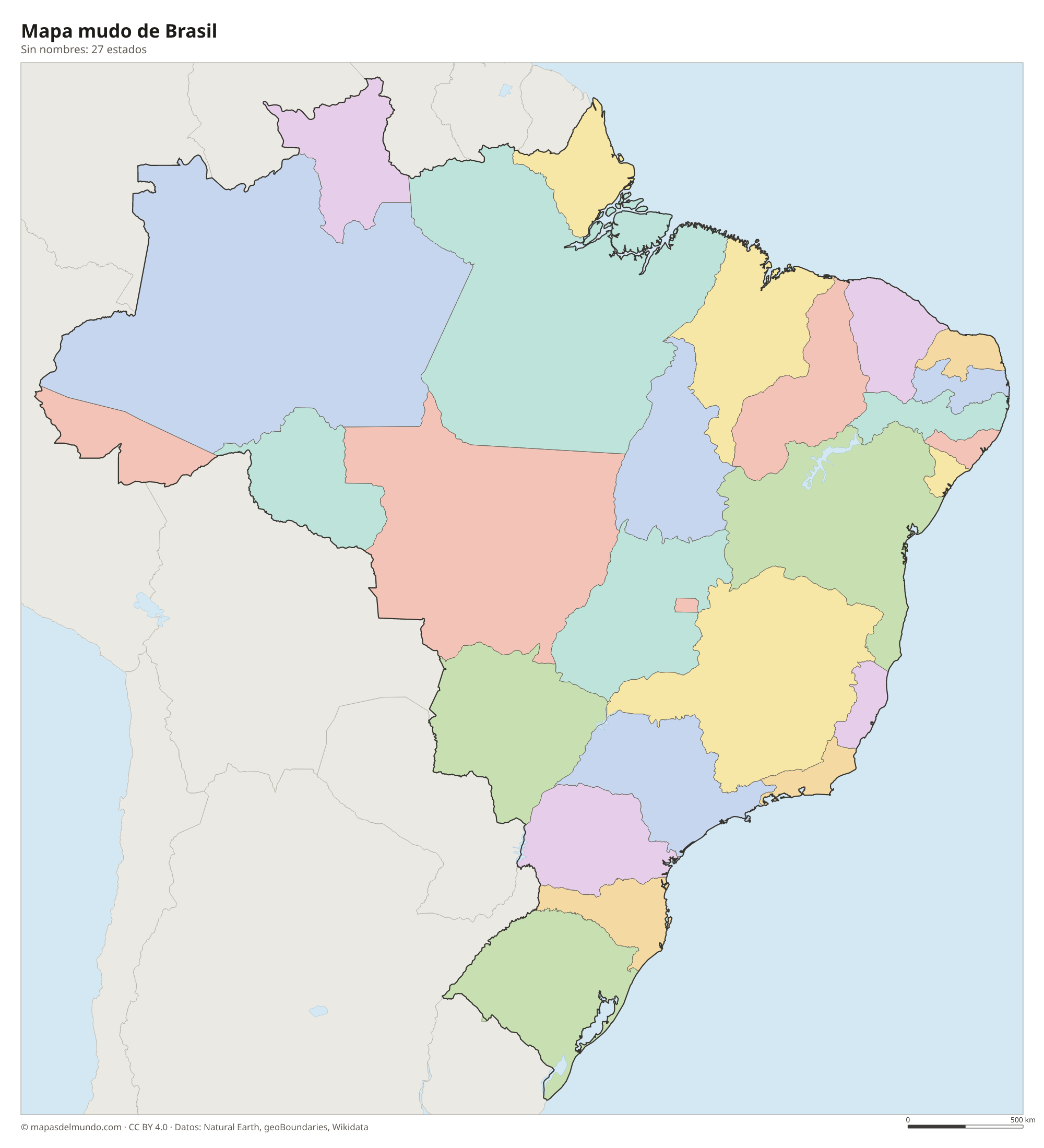Mapa mudo de Brasil sin nombres