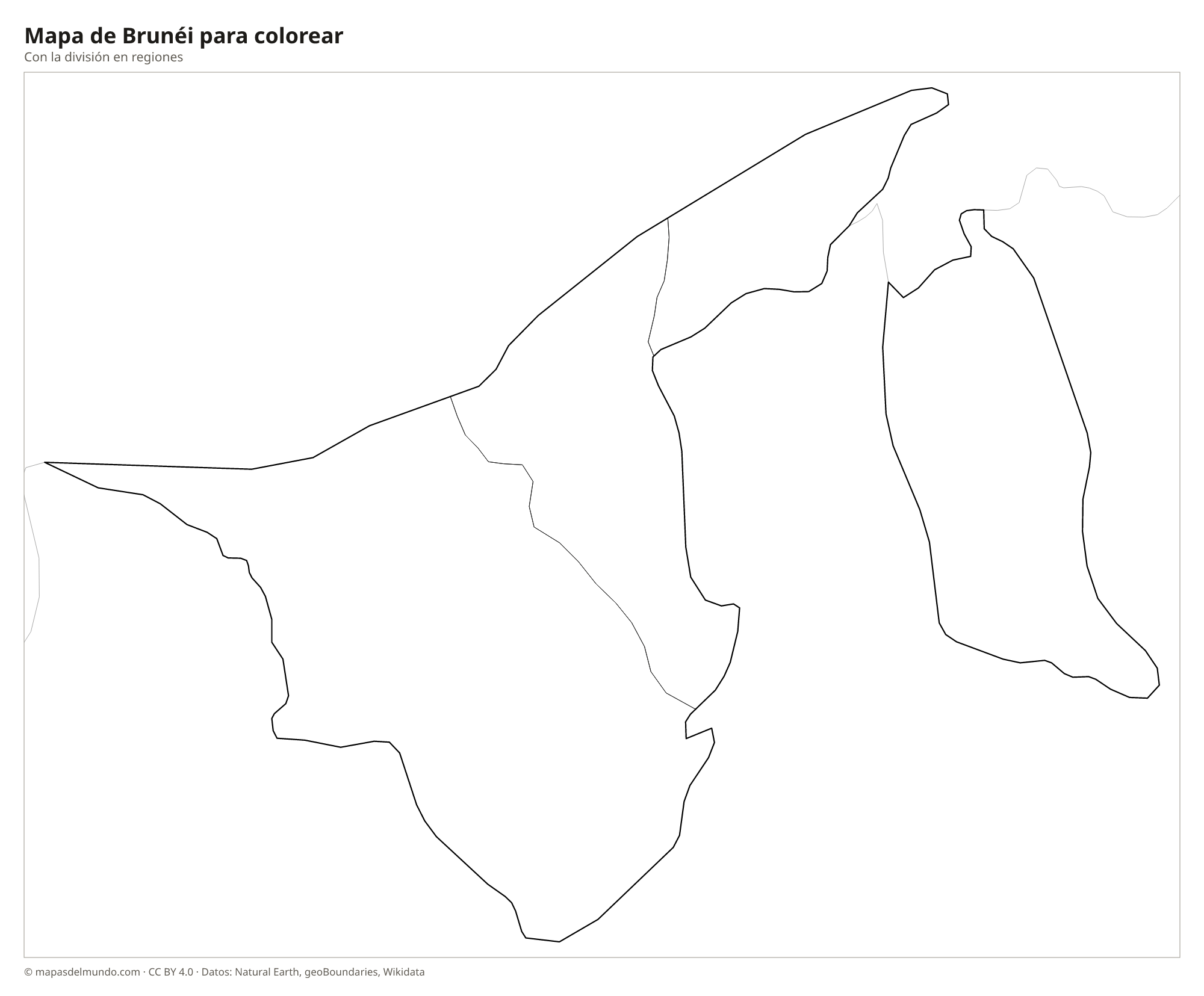 Mapa de Brunéi para colorear
